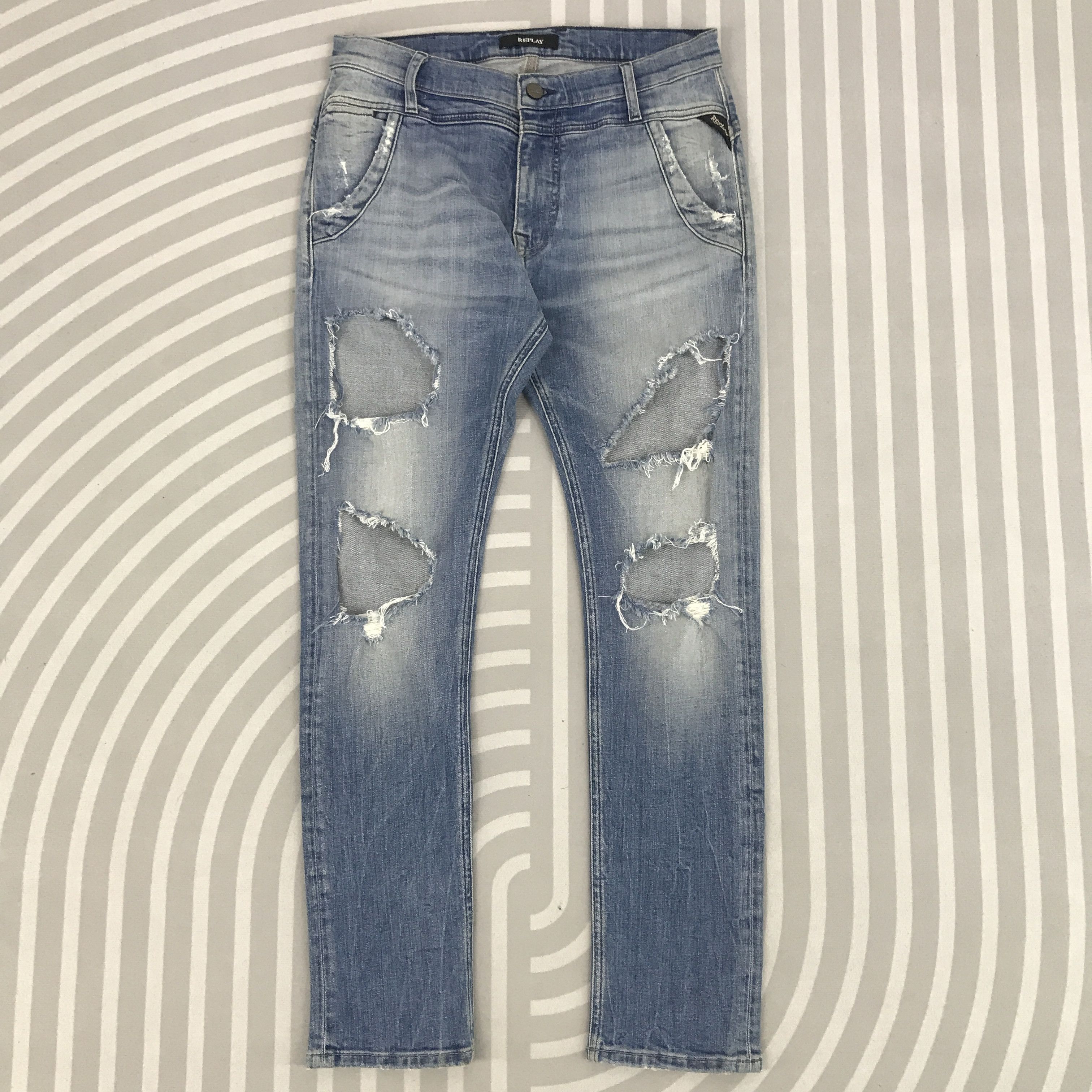 Replay × Vintage Replay Skinny Ripped Distressed Denim pants Size US 27 - 1 Thumbnail