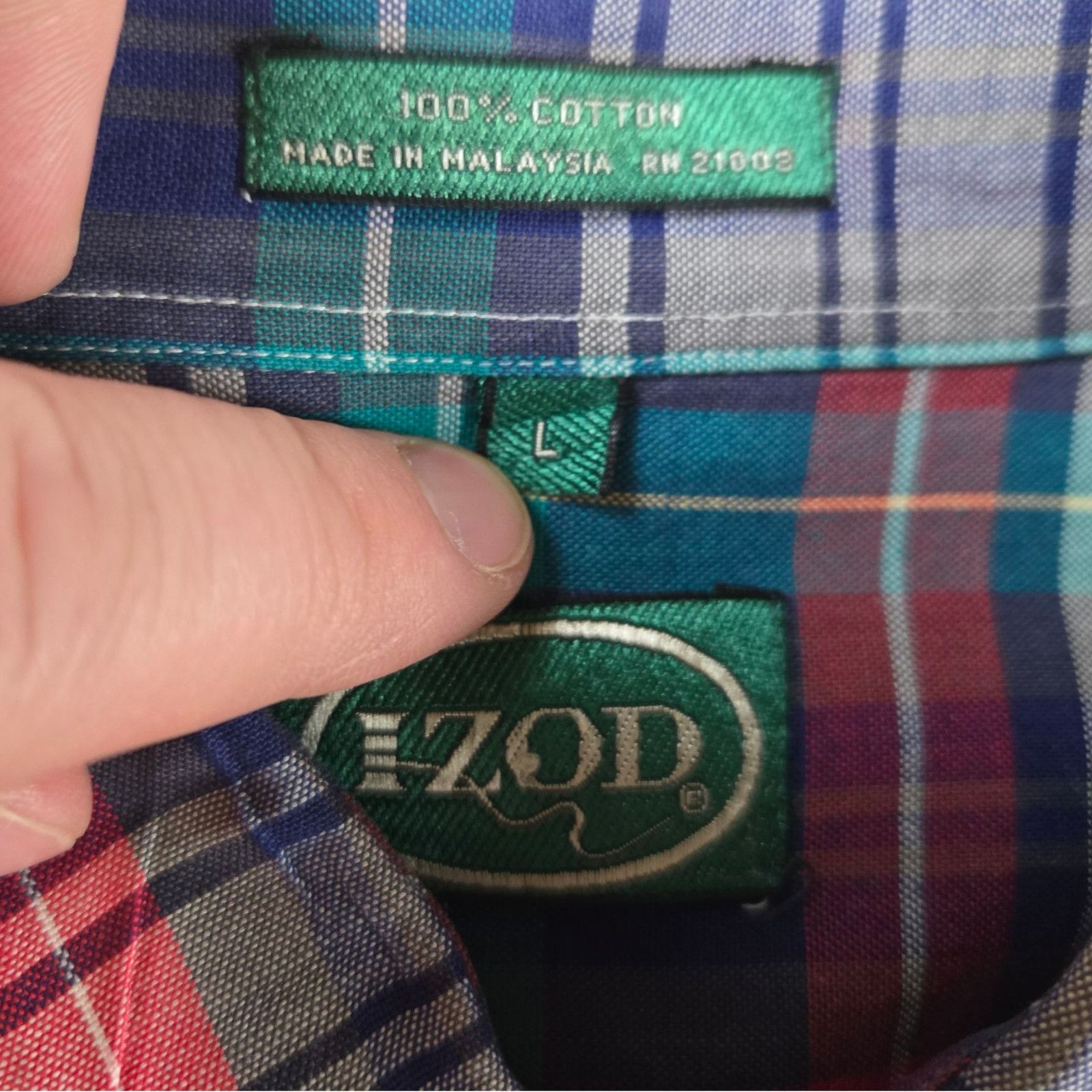 Izod Vintage IZOD Teal Red Plaid Button-Down Shirt Size Large Size US L / EU 52-54 / 3 - 4 Thumbnail
