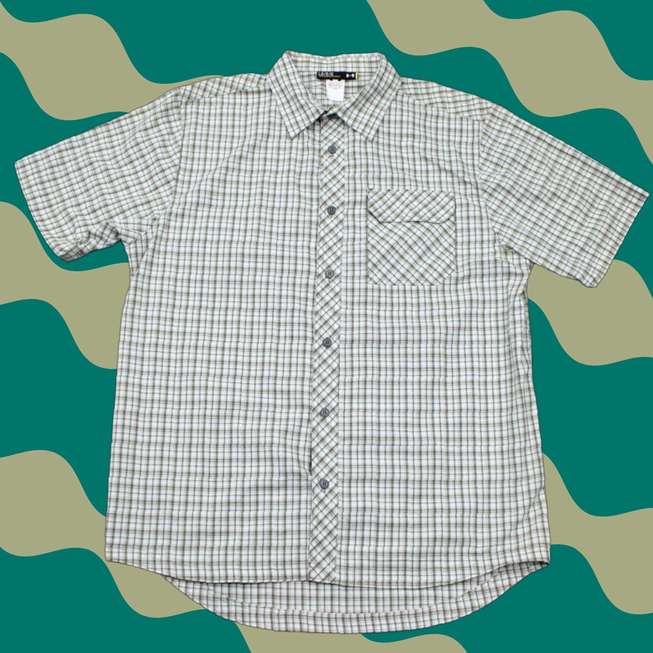 Under Armour Under Armour Shirt Mens Large Green/White Plaid UA Long Sleeve Button-Up Cotton Flannel Casual Workwear Size US L / EU 52-54 / 3 - 1 Thumbnail