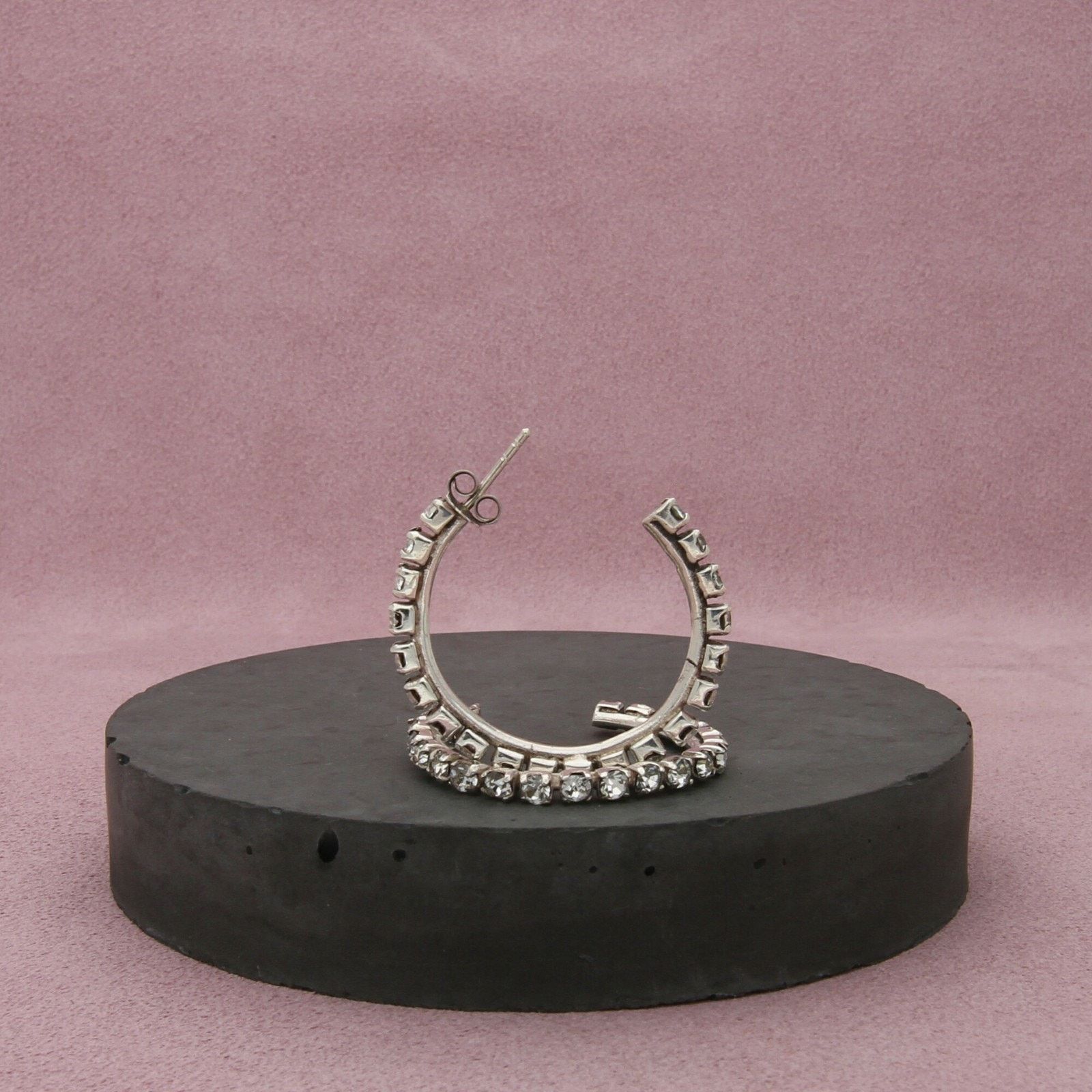 Sterling Silver sterling silver vintage cz hoop post earrings Size ONE SIZE - 3 Thumbnail