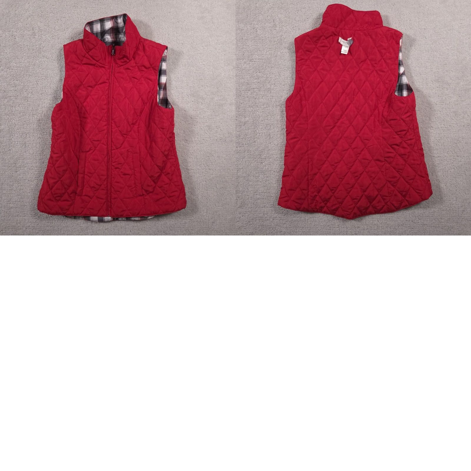 Vintage VINTAGE? No. Christopher & Banks Vest Womens Petite Small Red Plaid Reversible Quilted Puffer Size S / US 4 / IT 40 - 9 Thumbnail