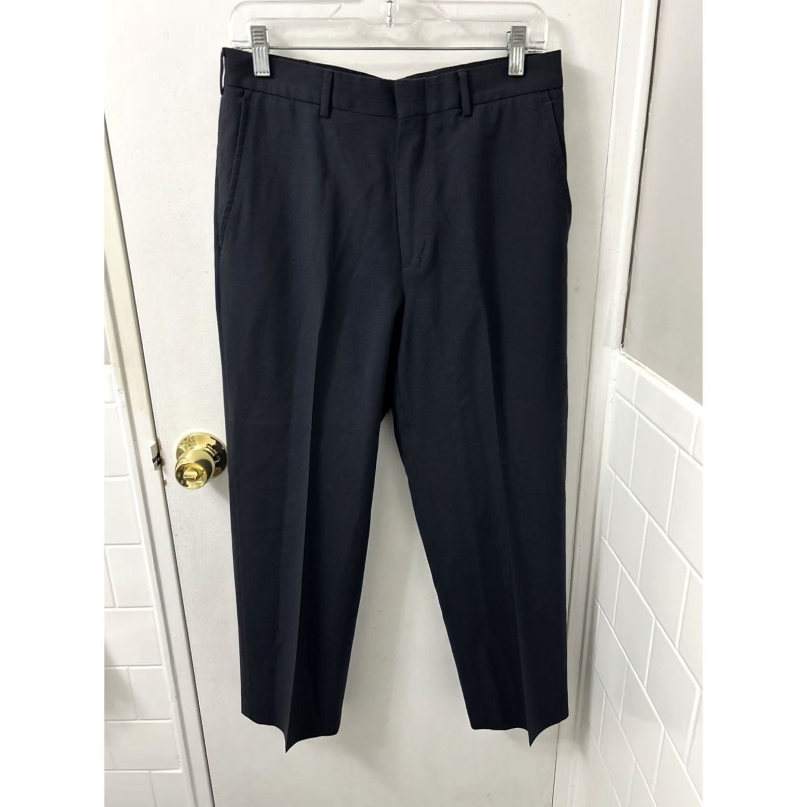 Lands' End Lands' End Dress Pants Mens 30x26 Navy 100% Wool Flat Front Trousers Pants Dress Pants Mens Regular Straight 100% Wool Navy П Size US 30 / EU 46 - 2 Thumbnail