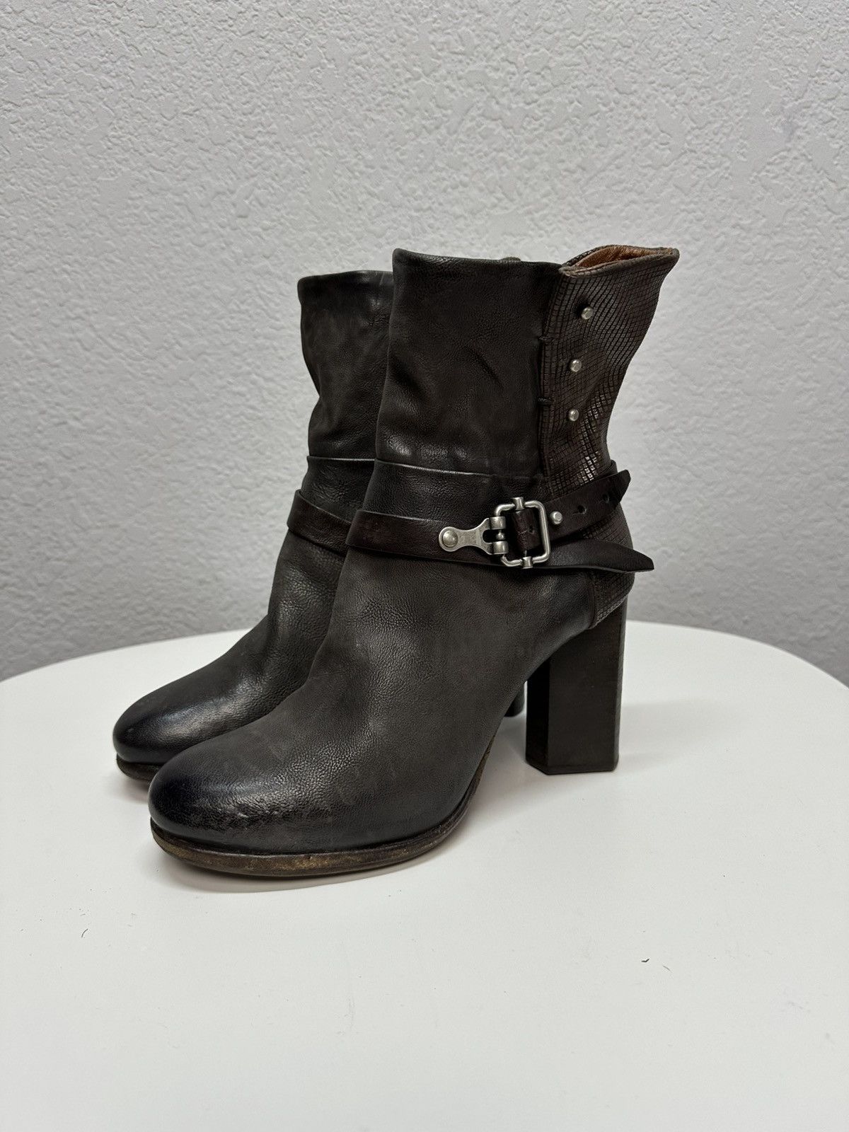 A.S.98 Vintage AS 98 Rick Owens Style Zip Ankle Leather Biker Boots Size US 9 / IT 39 - 5 Thumbnail