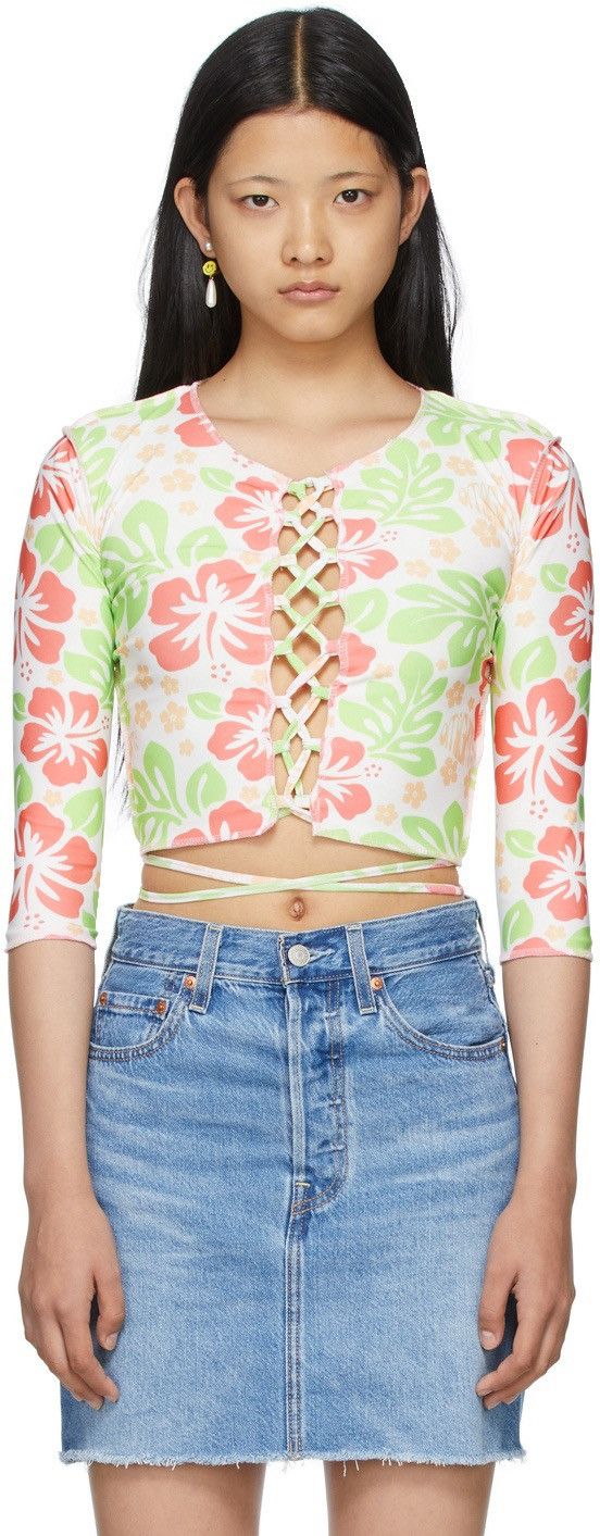 SSENSE SSENSE Exclusive OMIGHTY White Hibiscus Cut-Out T-Shirt Size L / US 10 / IT 46 - 1 Thumbnail