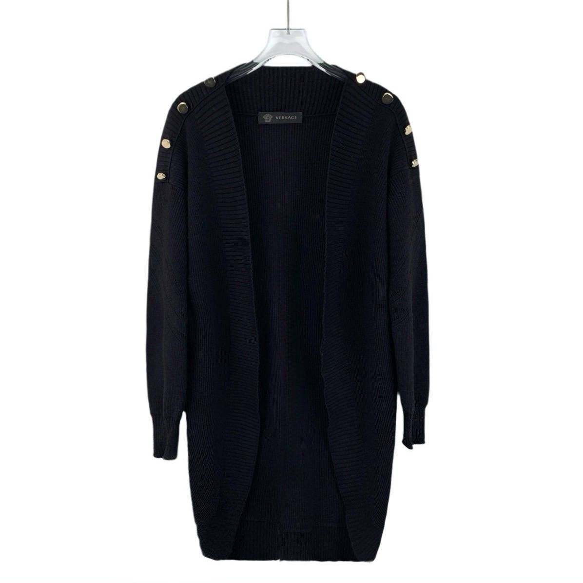 Versace Versace Black Side Button Long Sleeve Knit Cardigan K26WX Size S / US 4 / IT 40 - 1 Thumbnail