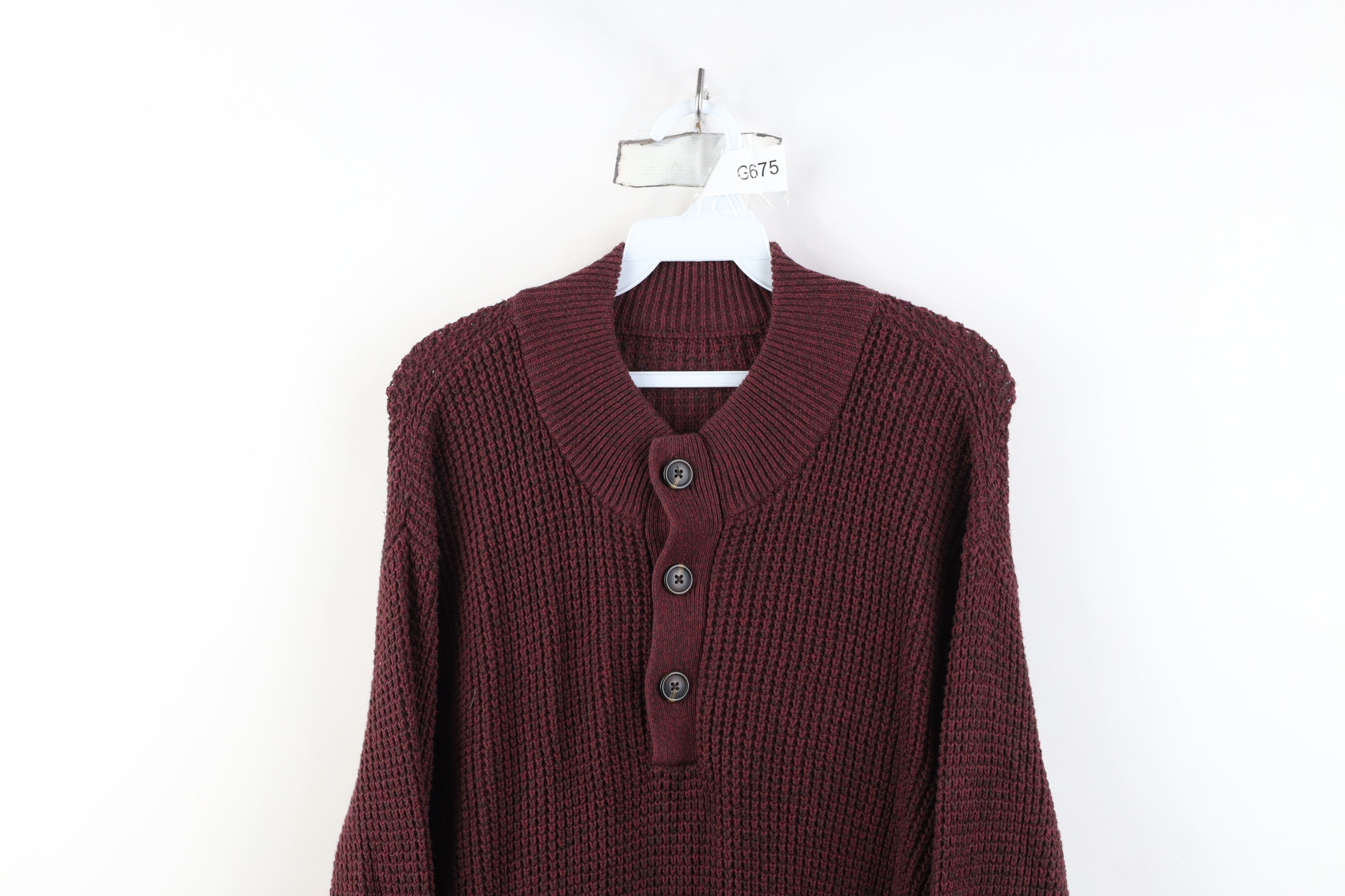Vintage Vintage 90s Streetwear Thermal Ribbed Knit Henley Sweater Size US XL / EU 56 / 4 - 2 Thumbnail