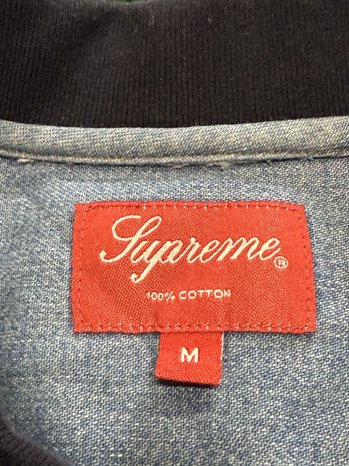 Supreme Supreme Logo Rib Collar Denim Shirt Sz. Medium SS17 Size US M / EU 48-50 / 2 - 7 Thumbnail