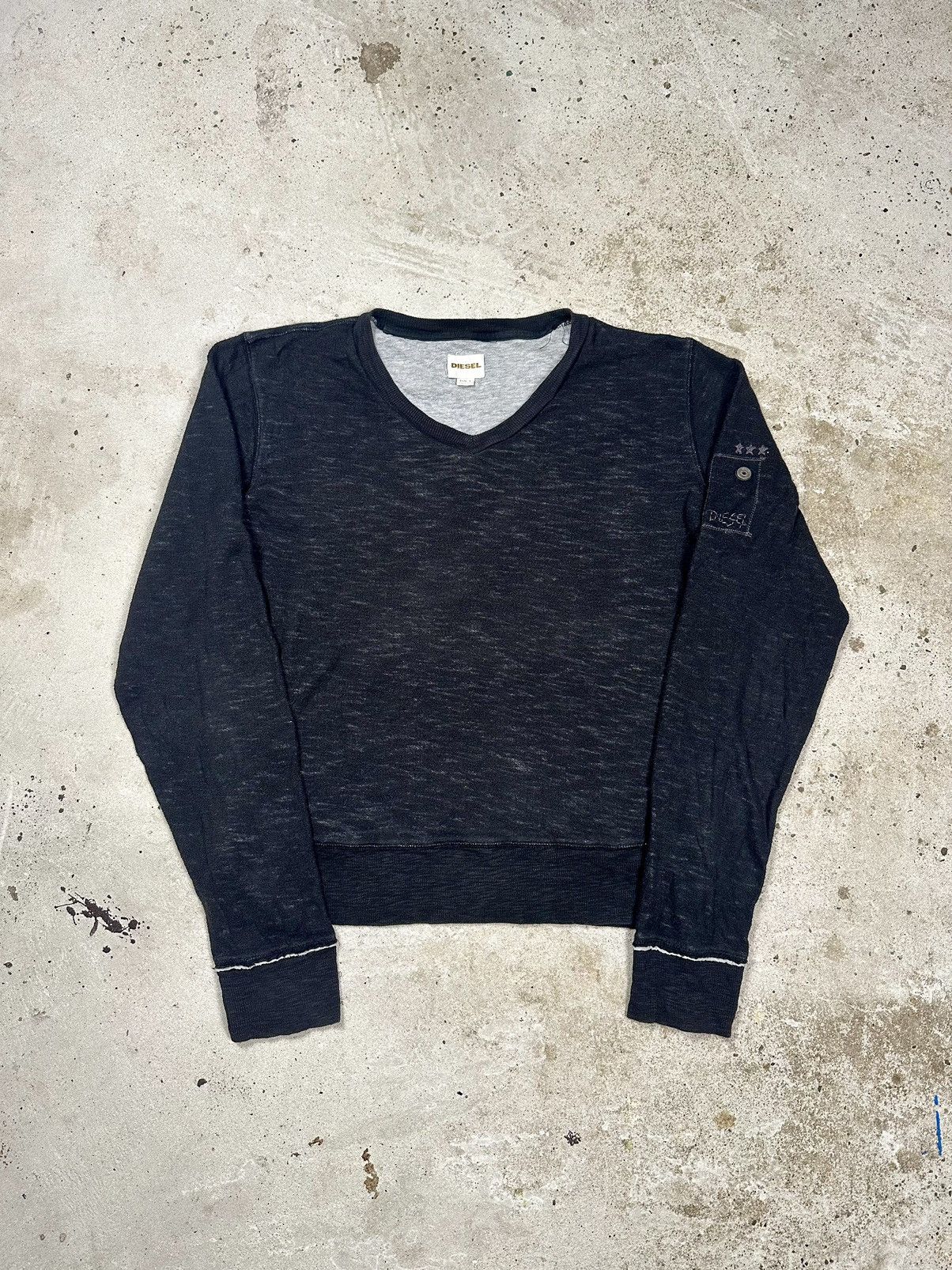 Diesel × Vintage Vintage Y2K Diesel V Neck Ice Black Sweater Knit Size US L / EU 52-54 / 3 - 1 Thumbnail