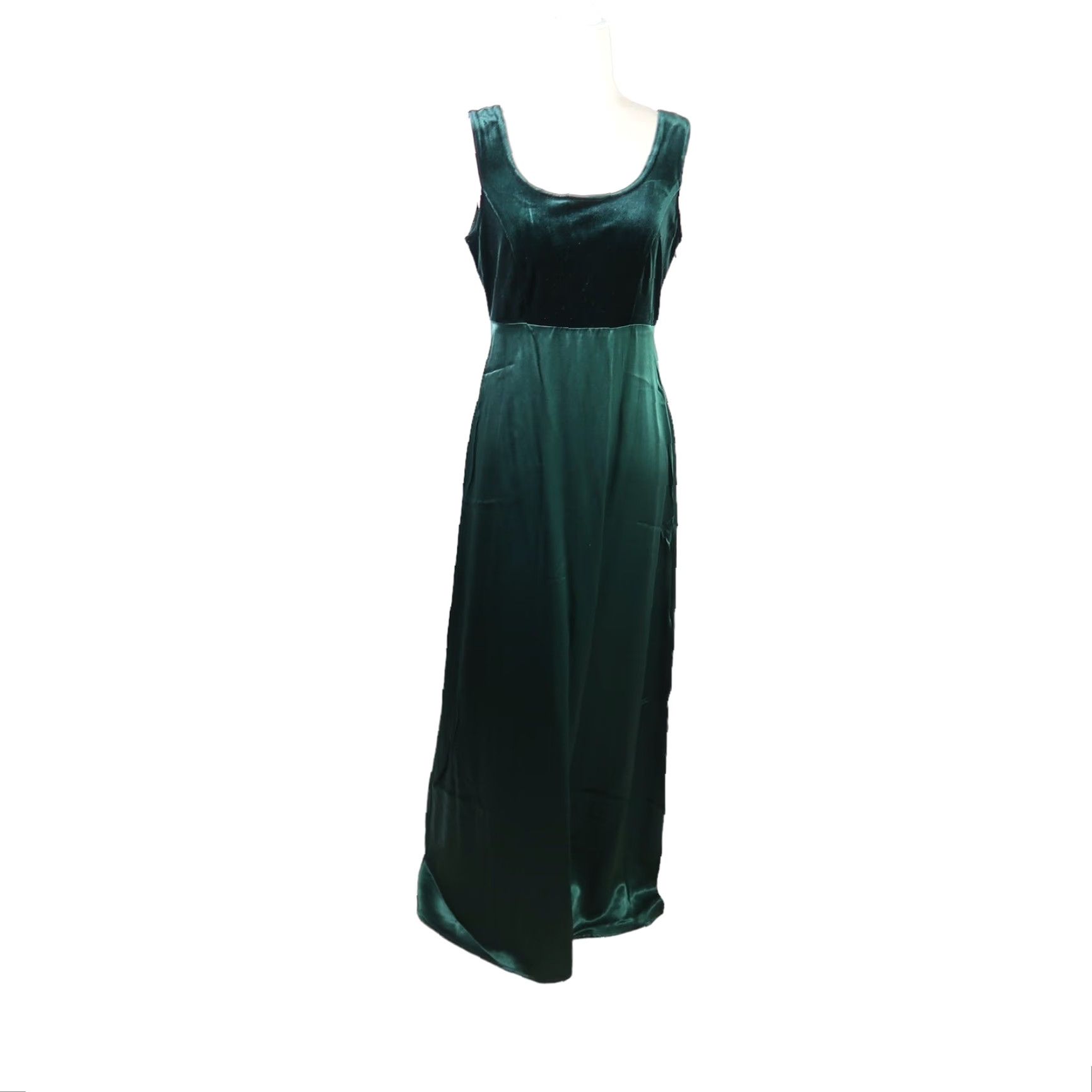 Velvet VINTAGE 90s Surplus Raw Vintage Emerald Green Velvet Satin Maxi Evening Gown Dress 6 Eveningwear Womens Size M / US 6-8 / IT 42-44 - 2 Thumbnail