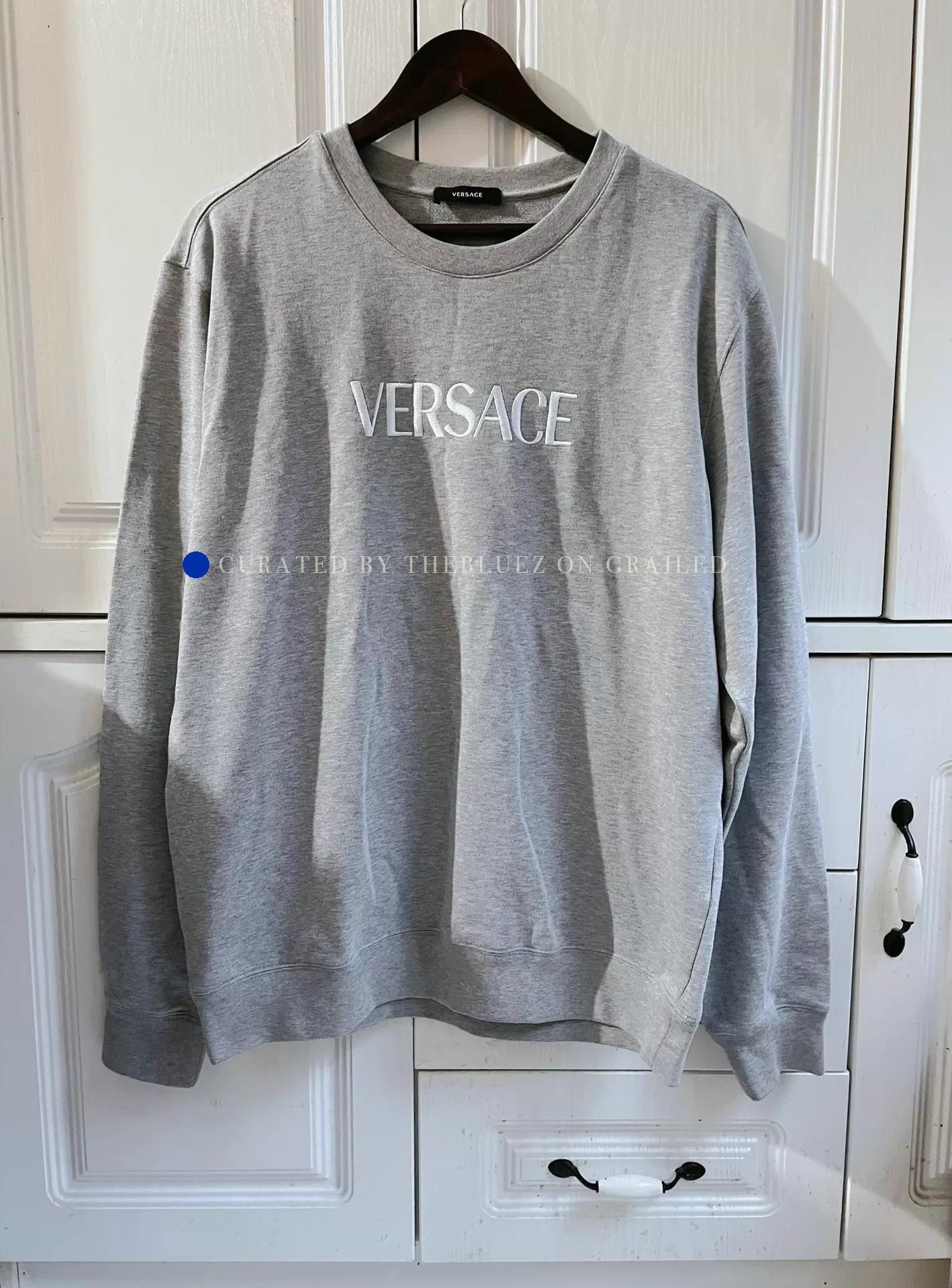 Versace Embroidered Gray Knit Sweatshirt Size US XL / EU 56 / 4 - 1 Thumbnail