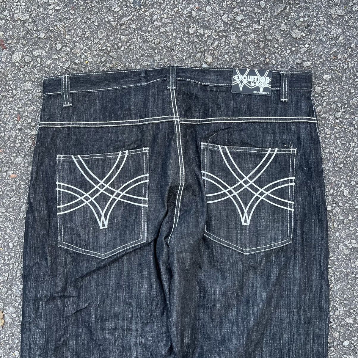 JNCO VINTAGE Y2K BLACK JEANS EVOLUTION LOOSE FIT BAGGY DENIM Size US 42 / EU 58 - 10 Thumbnail