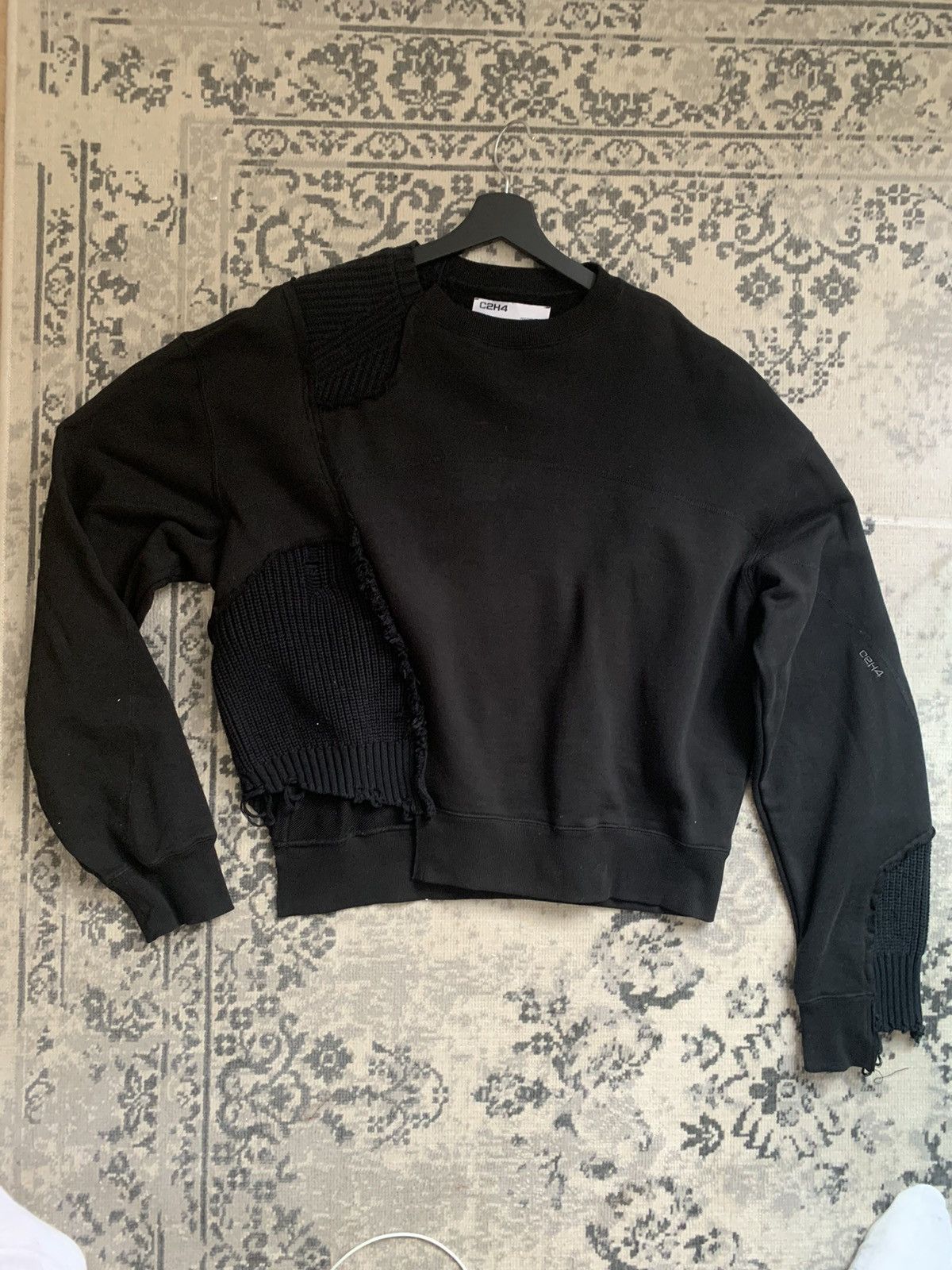 C2H4 C2H4 Filtered Reality Distressed Panelled Crewneck Size US M / EU 48-50 / 2 - 6 Thumbnail