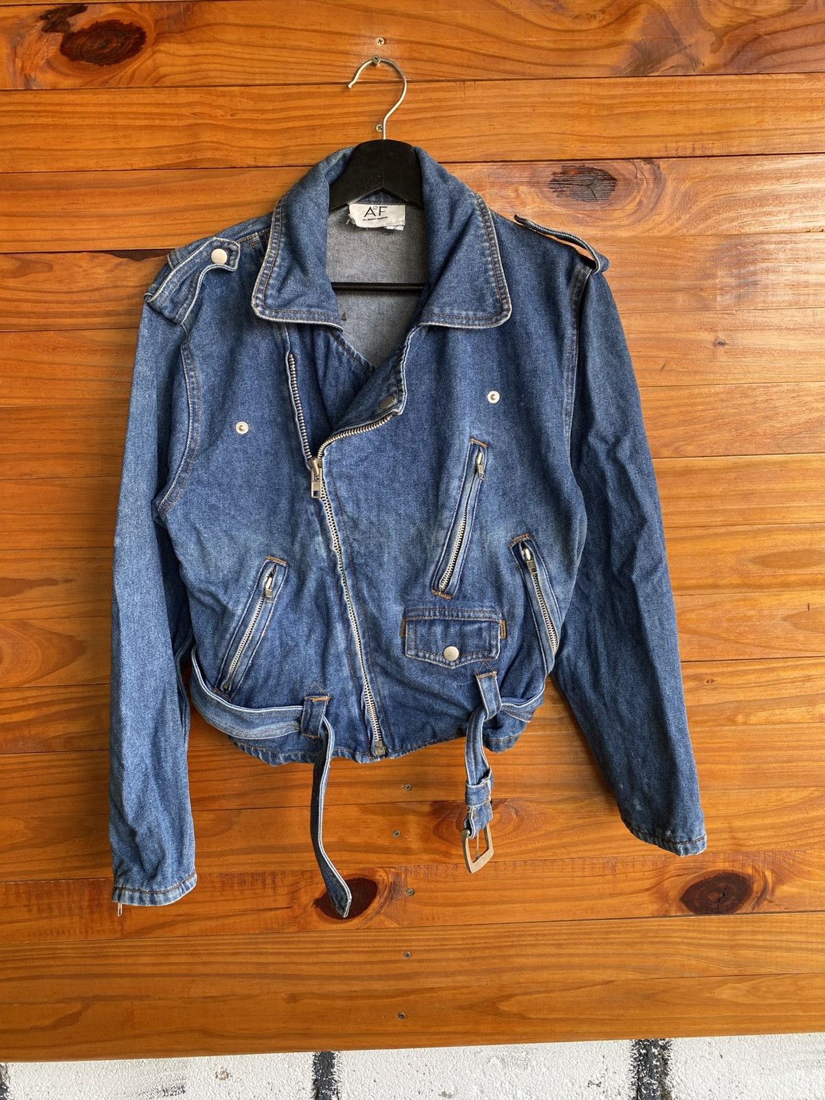 Japanese Brand A2F All About Fashion Vintage Style Denim Motorcycle Jacket Size US S / EU 44-46 / 1 - 3 Thumbnail