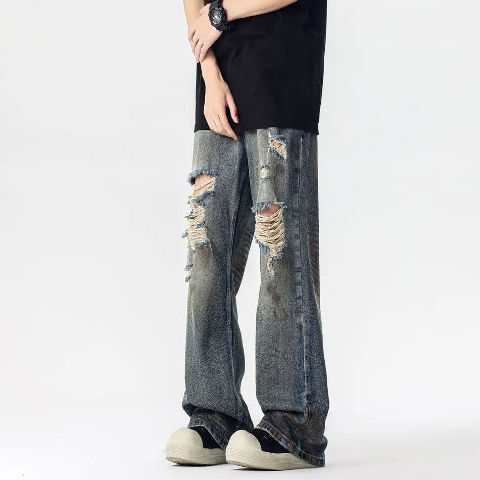 Japanese Brand Retro loose splashed ink ripped jeans Size US 32 / EU 48 - 5 Thumbnail