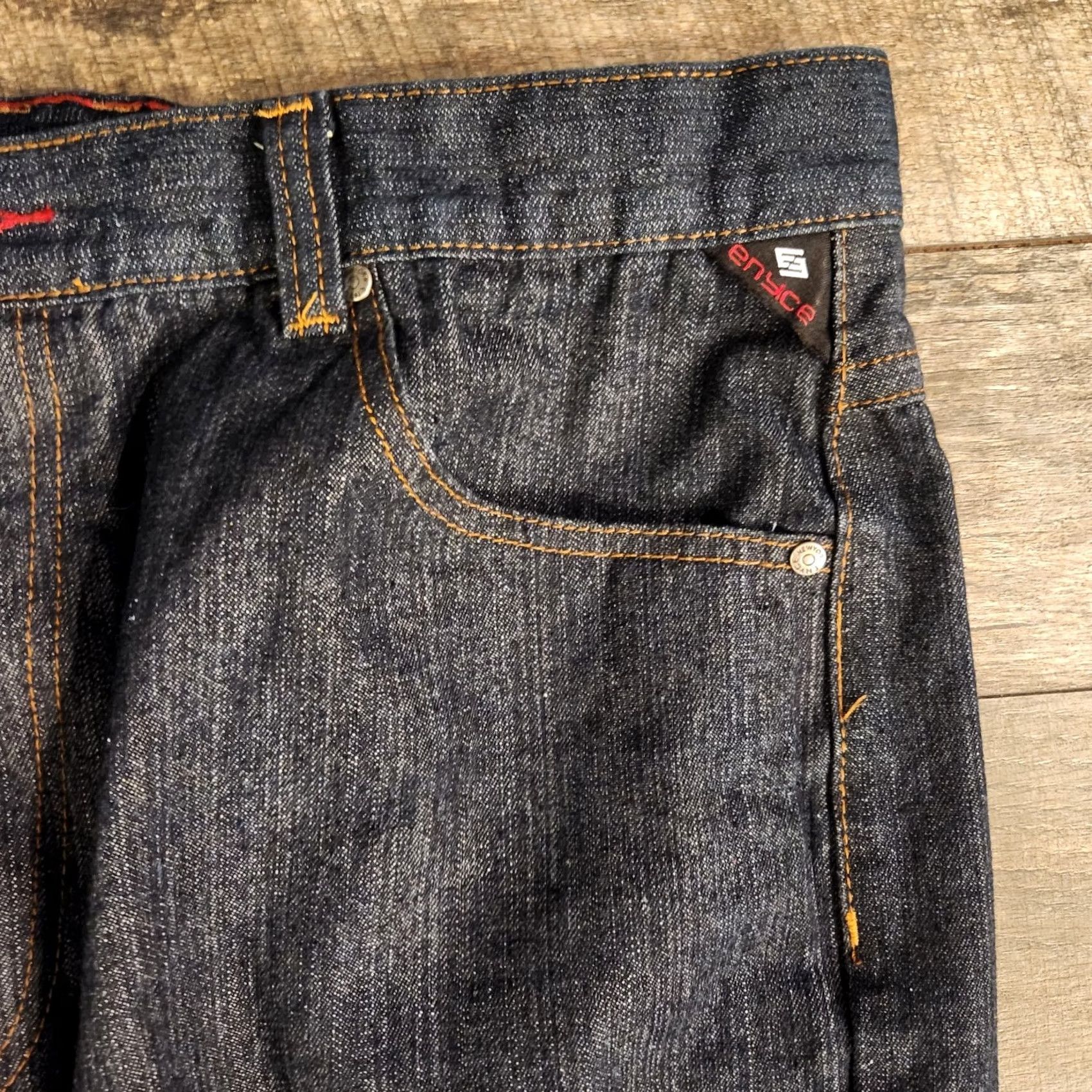 Enyce Enyce Jeans Men's 40X32 Dark Blue Denim Straight Leg Baggy Hip Hop Streetwear Jeans 40 Regular Blue Mens Size US 40 / EU 56 - 4 Thumbnail