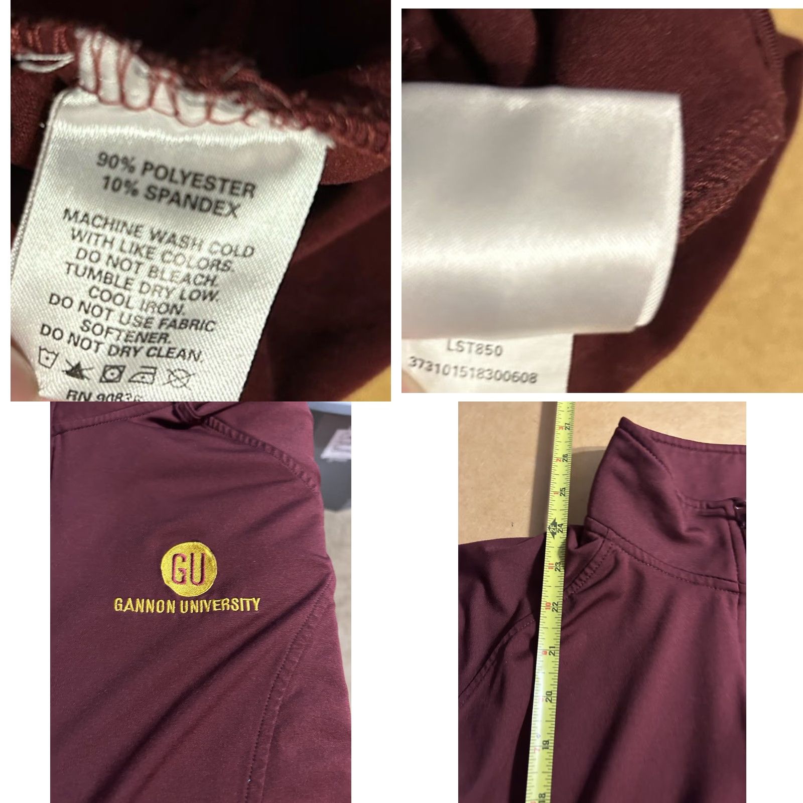 Port & Company Gannon University 1/4 Zip Pullover Women Large Maroon Mock Neck Thumb Holes Nike Shirt Size L / US 10 / IT 46 - 10 Thumbnail