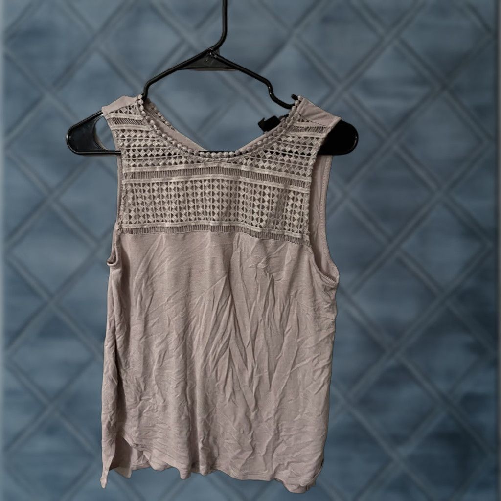 H&M H&M Tank Shirt Women S Beige Purple Sleeveless Pullover Casual Basic Top Size S / US 4 / IT 40 - 1 Thumbnail