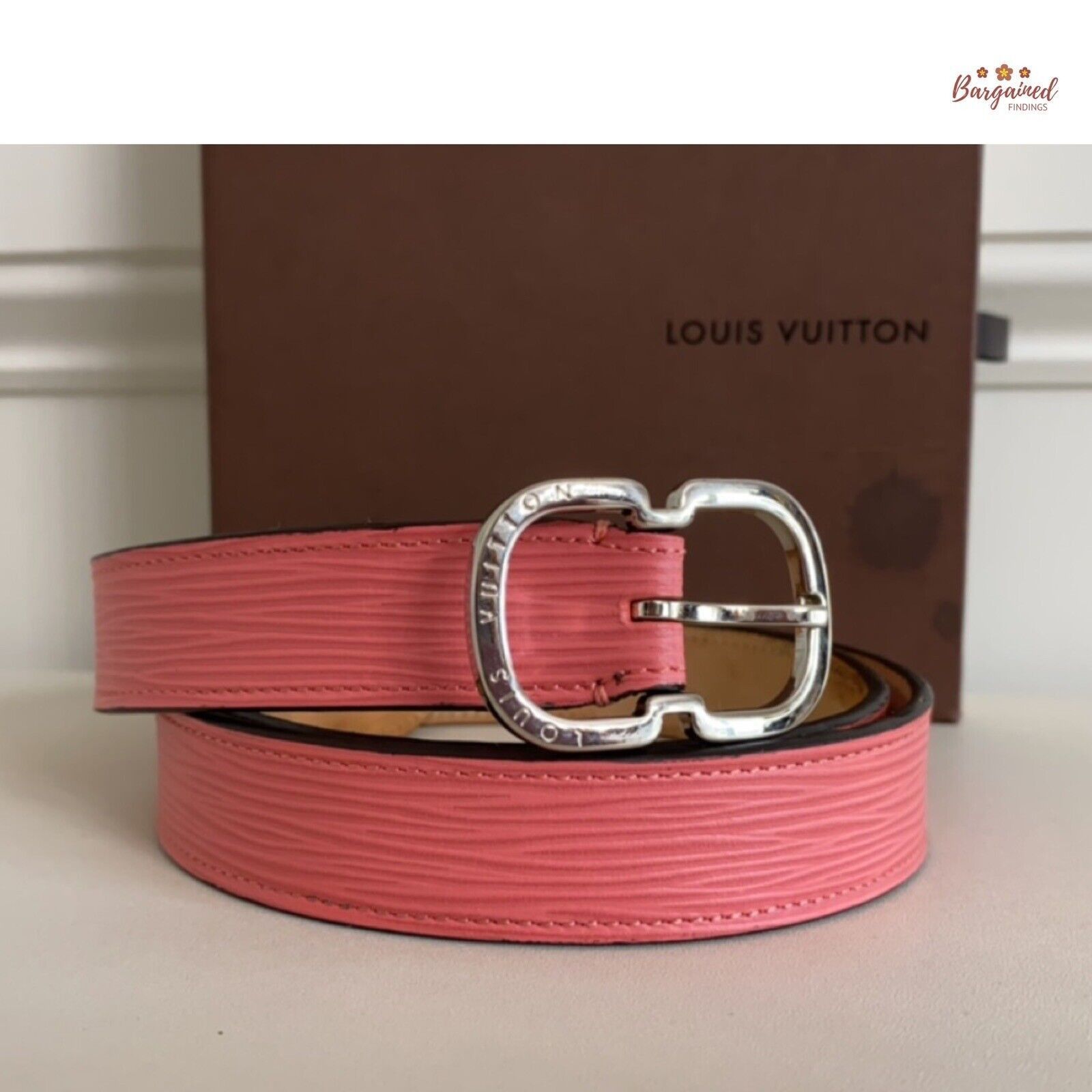Louis Vuitton Louis Vuitton Pink Epi Leather Silver Butterfly Buckle Belt Size ONE SIZE - 1 Thumbnail