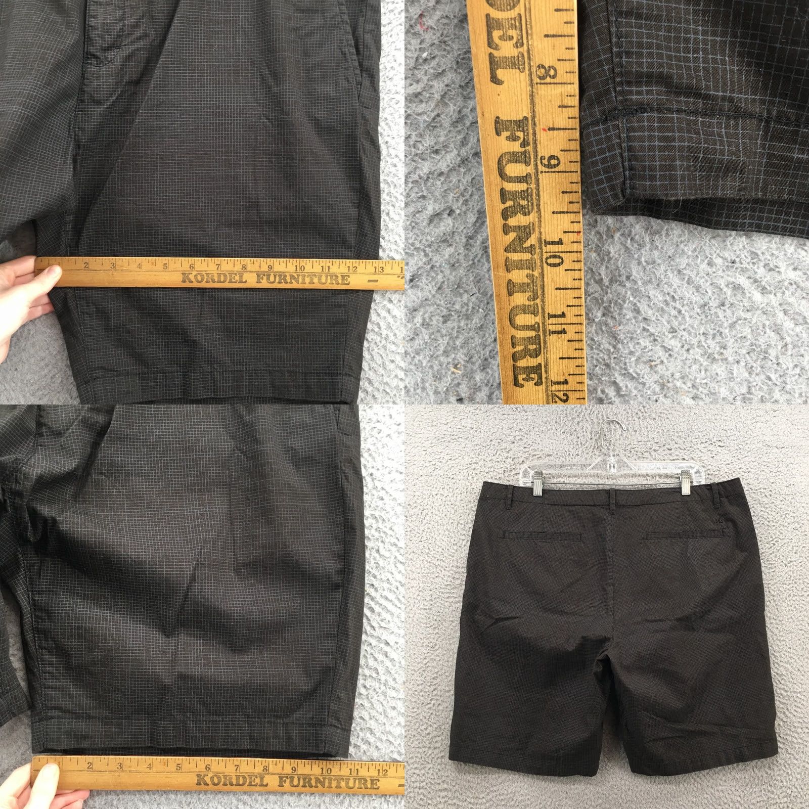 Calvin Klein Calvin Klein Slim Fit Chino Shorts Mens 38 Black Plaid Cotton Short Chino Flat Front Slit Pocket Breathable Casual Men Size US 38 / EU 54 - 8 Thumbnail