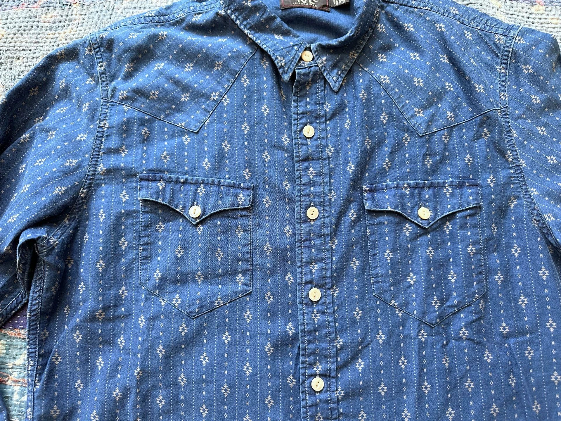 RRL Ralph Lauren RRL Southwest Indigo Dyed Striped Shirt L Size US L / EU 52-54 / 3 - 4 Thumbnail
