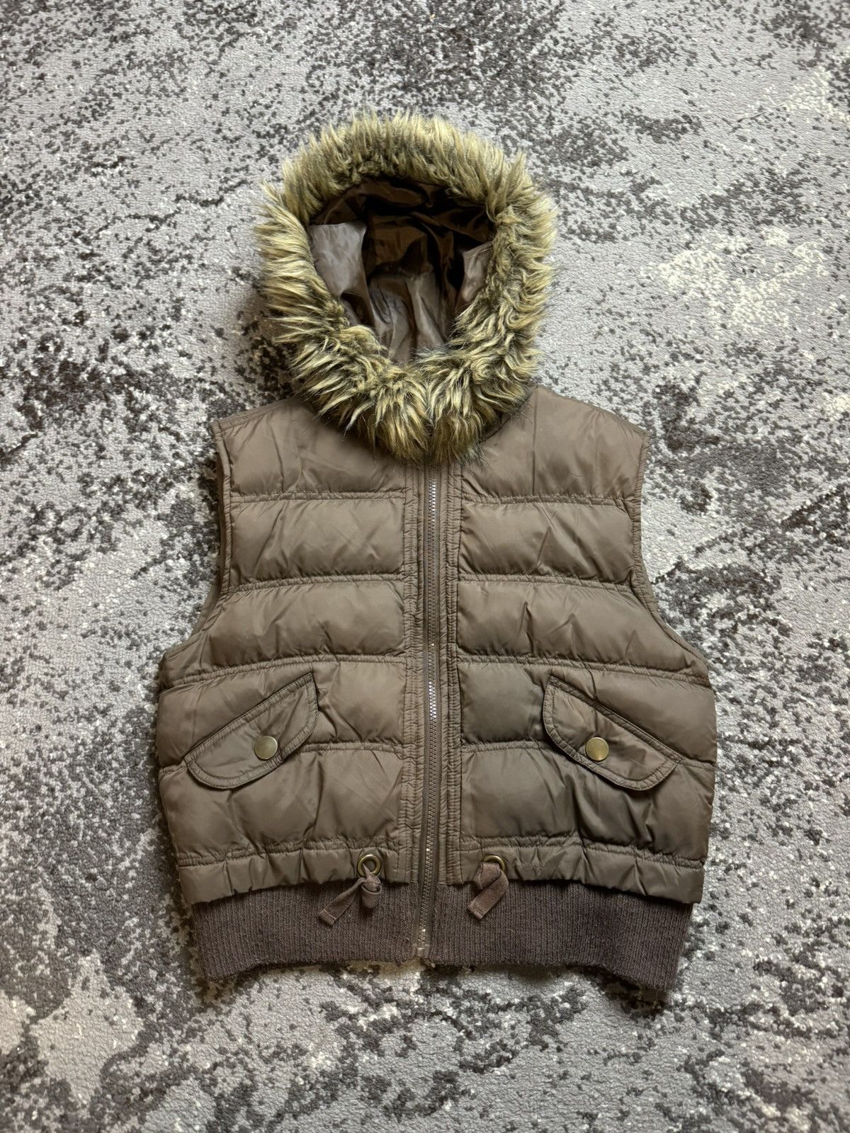 Pre-owned If Six Was Nine X Vintage Y2k Bomber Style Nylon Fur Collar Avantgarde Vests In Brown