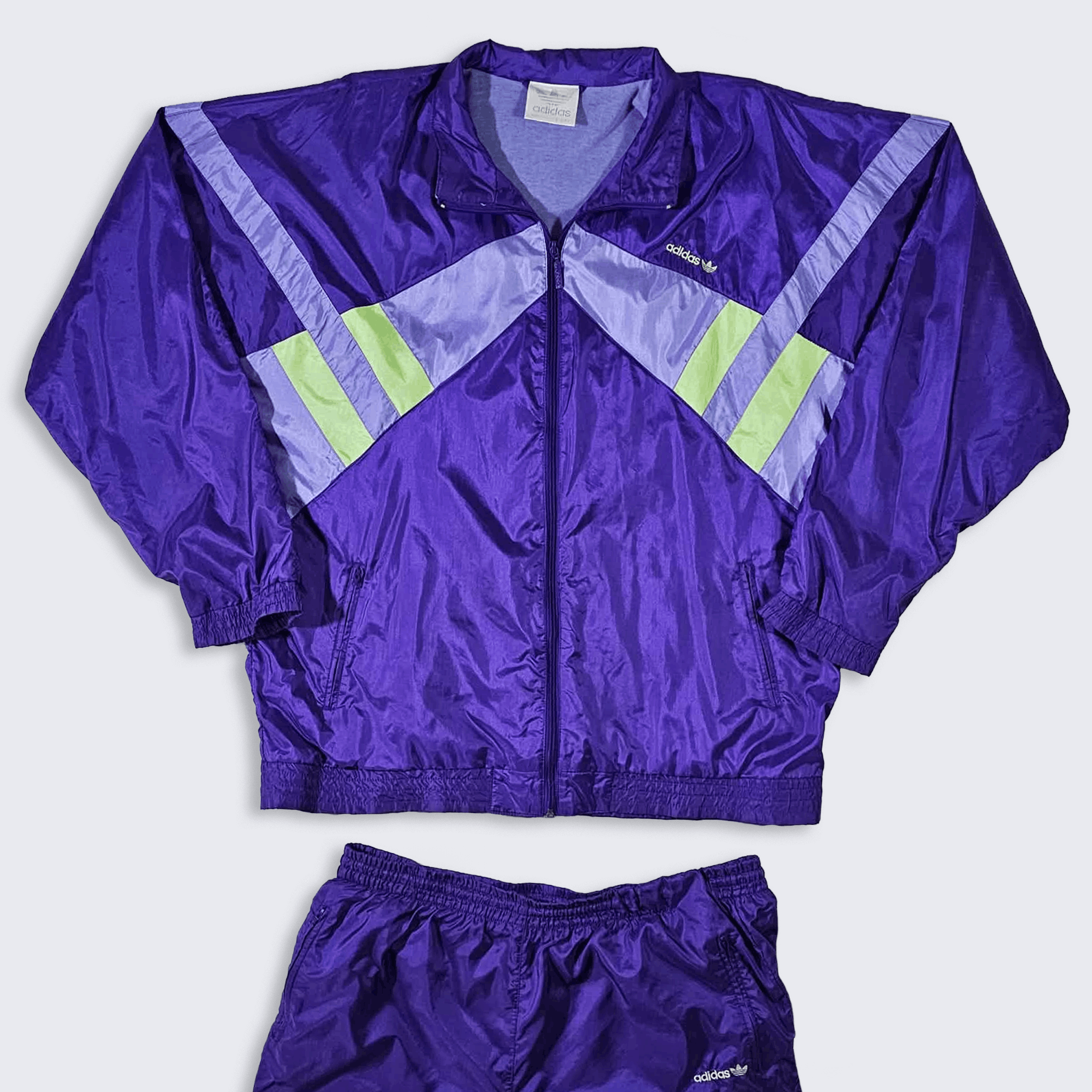Adidas Adidas Vintage 90s Purple Shiny Full Track Suit Size US XL / EU 56 / 4 - 1 Thumbnail