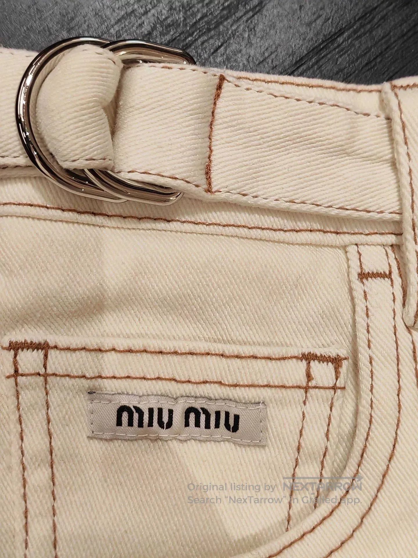 Miu Miu MIUMIU White Denim Skirt. Size 28" / US 6 / IT 42 - 6 Thumbnail