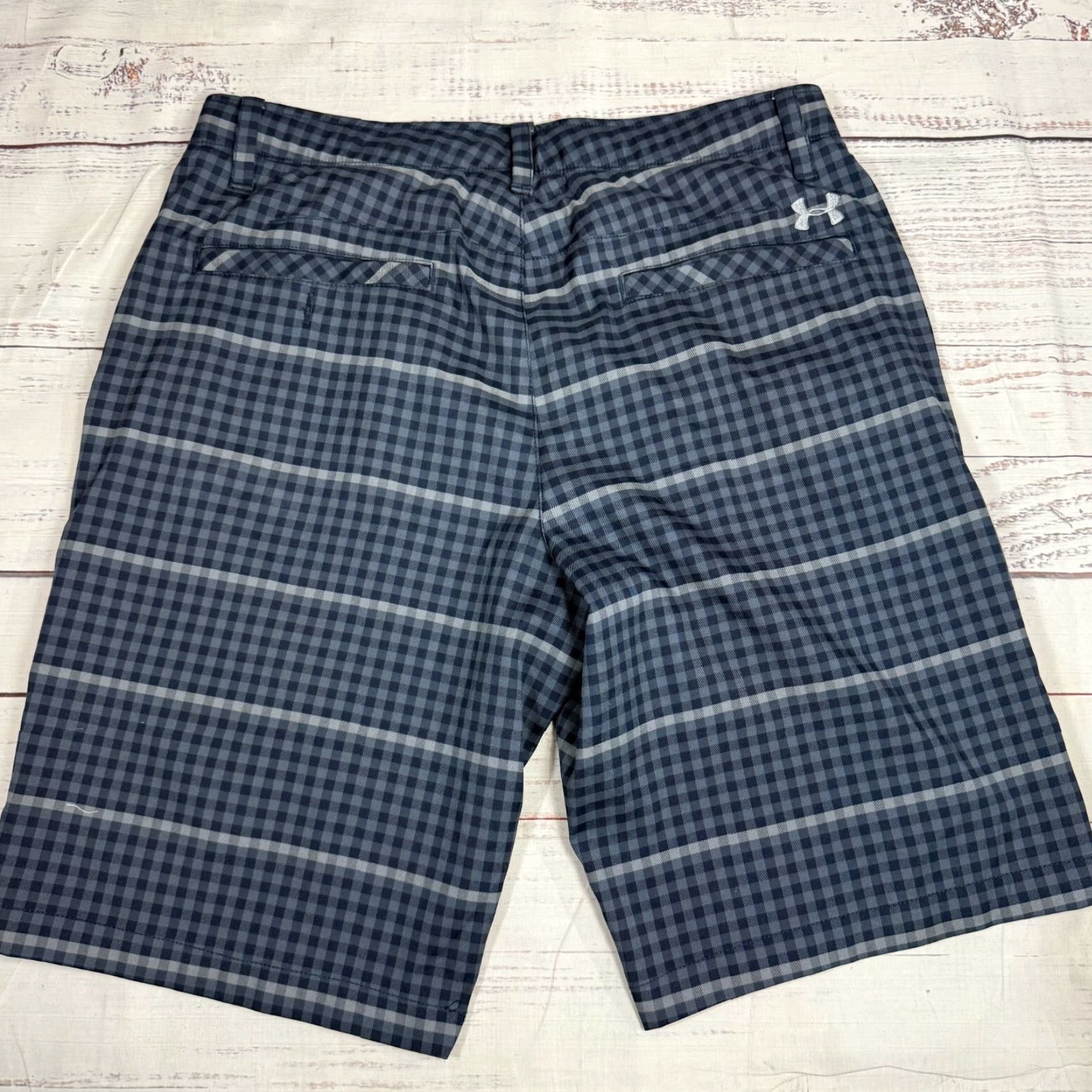 Under Armour Under Armour Blue Checkered Golf Chino Shorts Performance Flat Front Men's Sz 34 Size US 34 / EU 50 - 6 Thumbnail