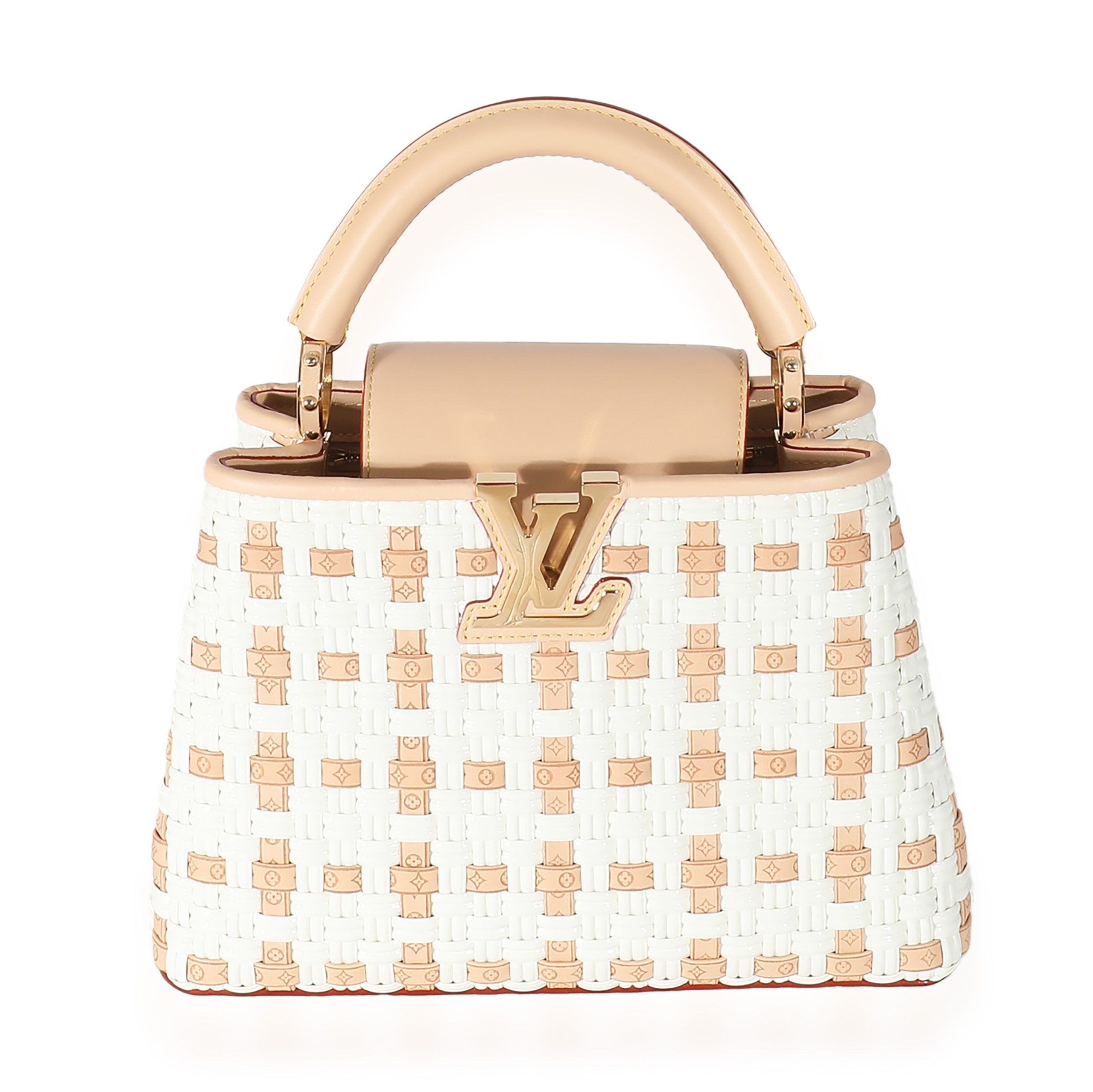 Louis Vuitton White Monogram Wicker Woven LV Heavenly Capucines BB