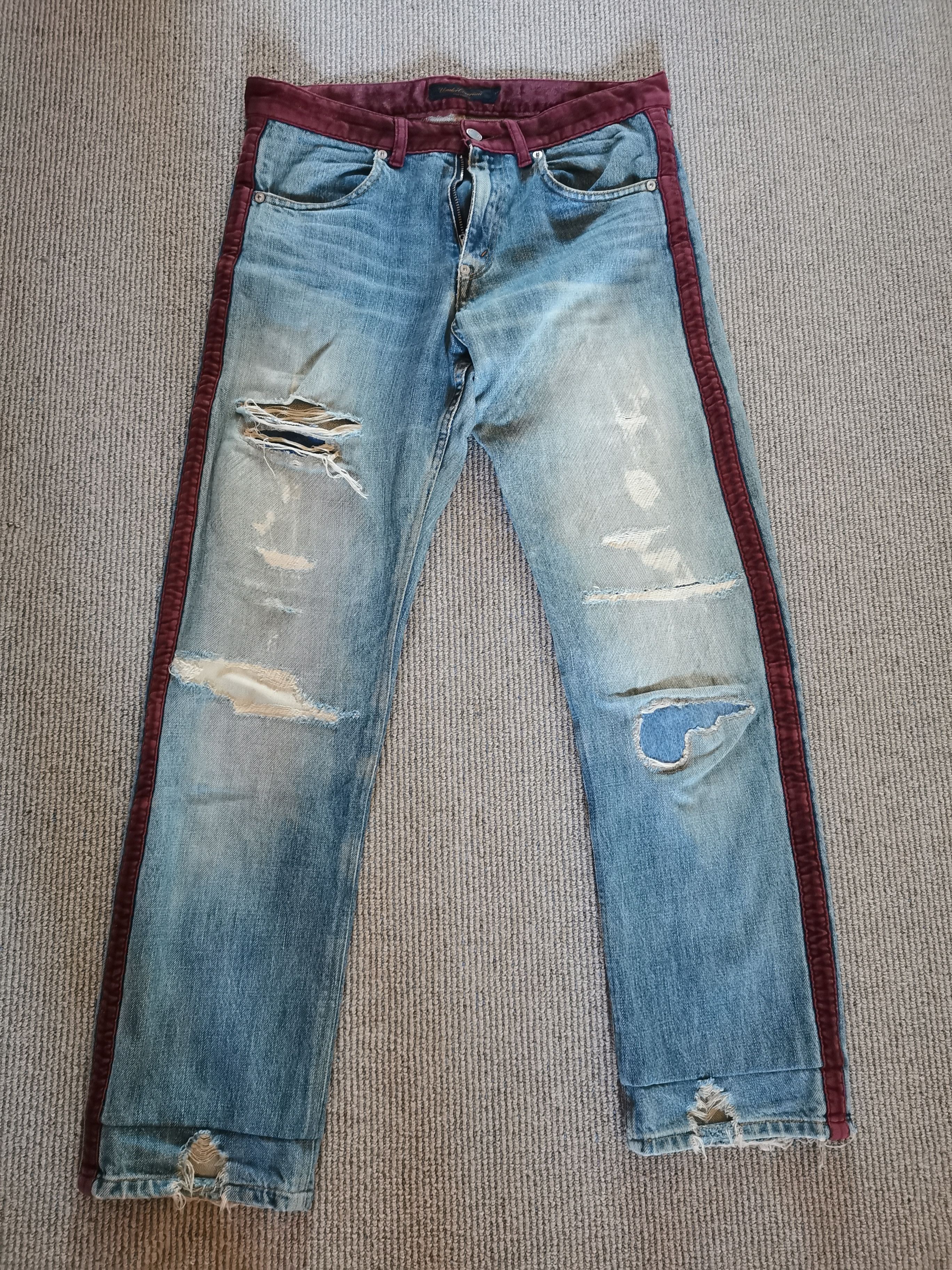 Undercover AW02 Undercover Velvet Stripe distressed denim Size US 30 / EU 46 - 1 Thumbnail