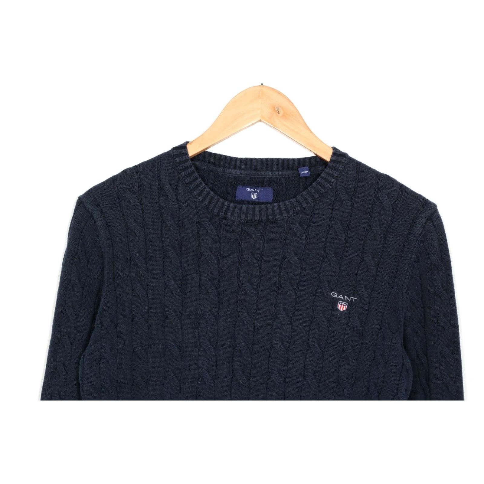 Gant GANT Jumper Sweater Men Size S Cotton Crew Neck VR0458 blue Cable Knit Size US S / EU 44-46 / 1 - 2 Thumbnail