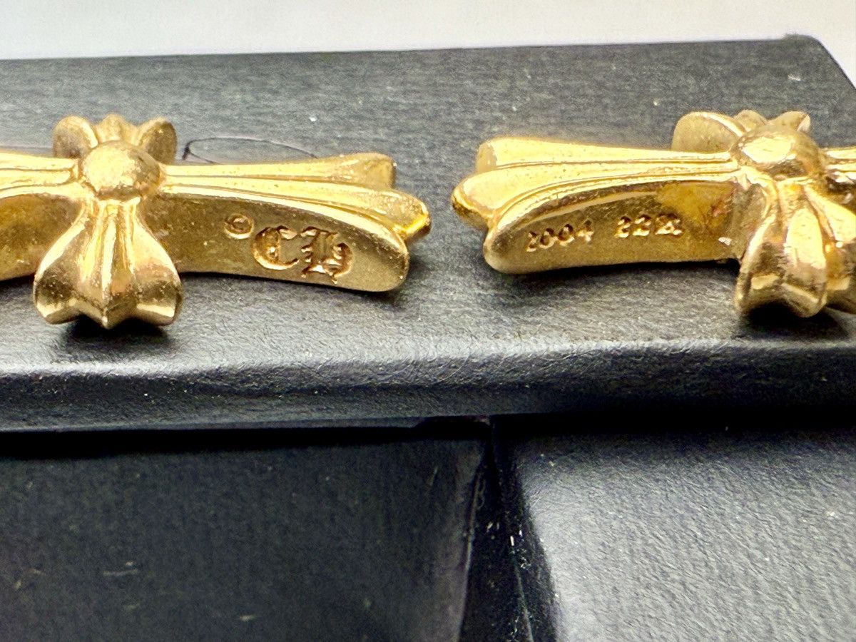 Chrome Hearts 22k Gold & Diamond Baby Fat Earring Pair