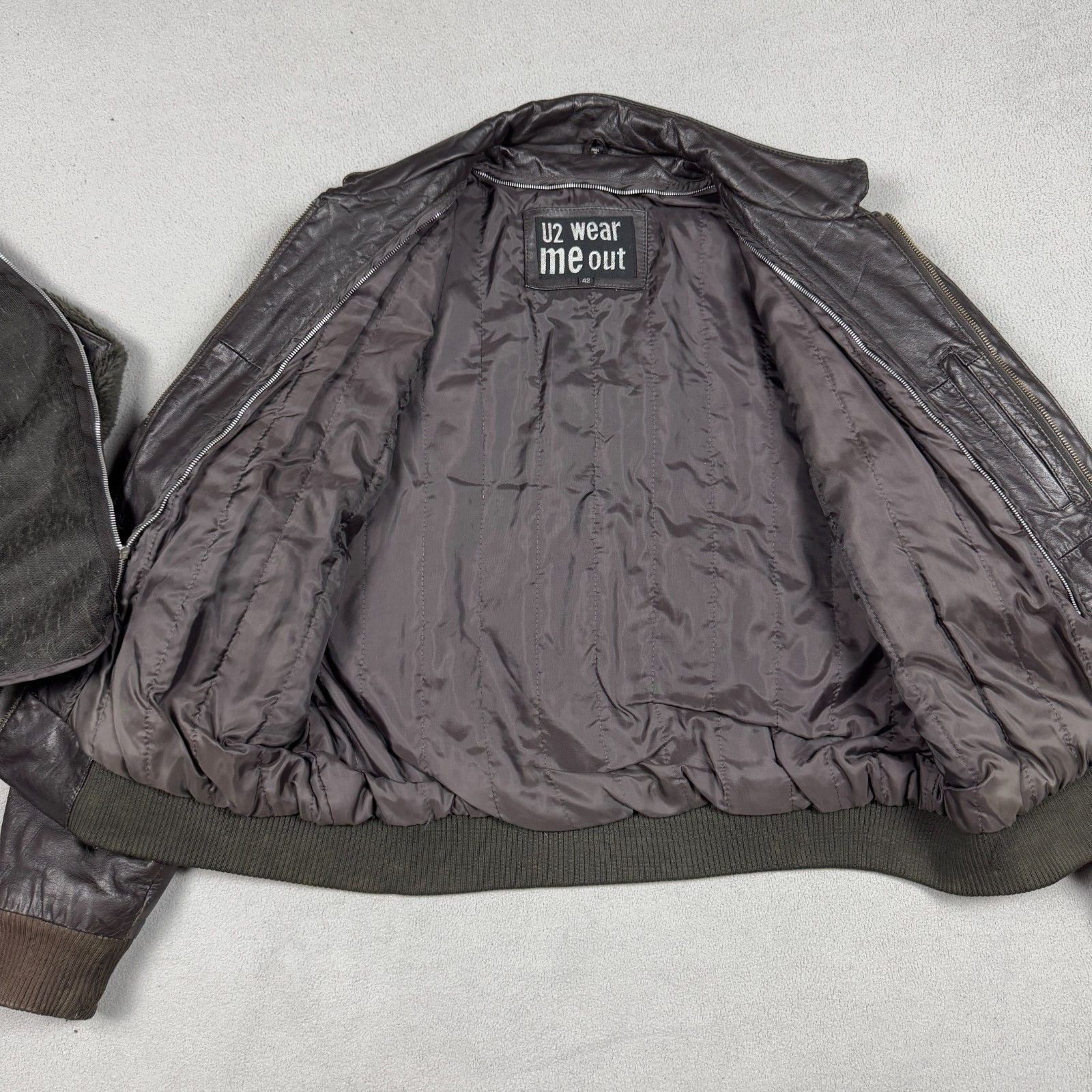Vintage Vintage Leather Bomber Jacket Brown Sherpa Lined Quilted L Size US L / EU 52-54 / 3 - 4 Thumbnail