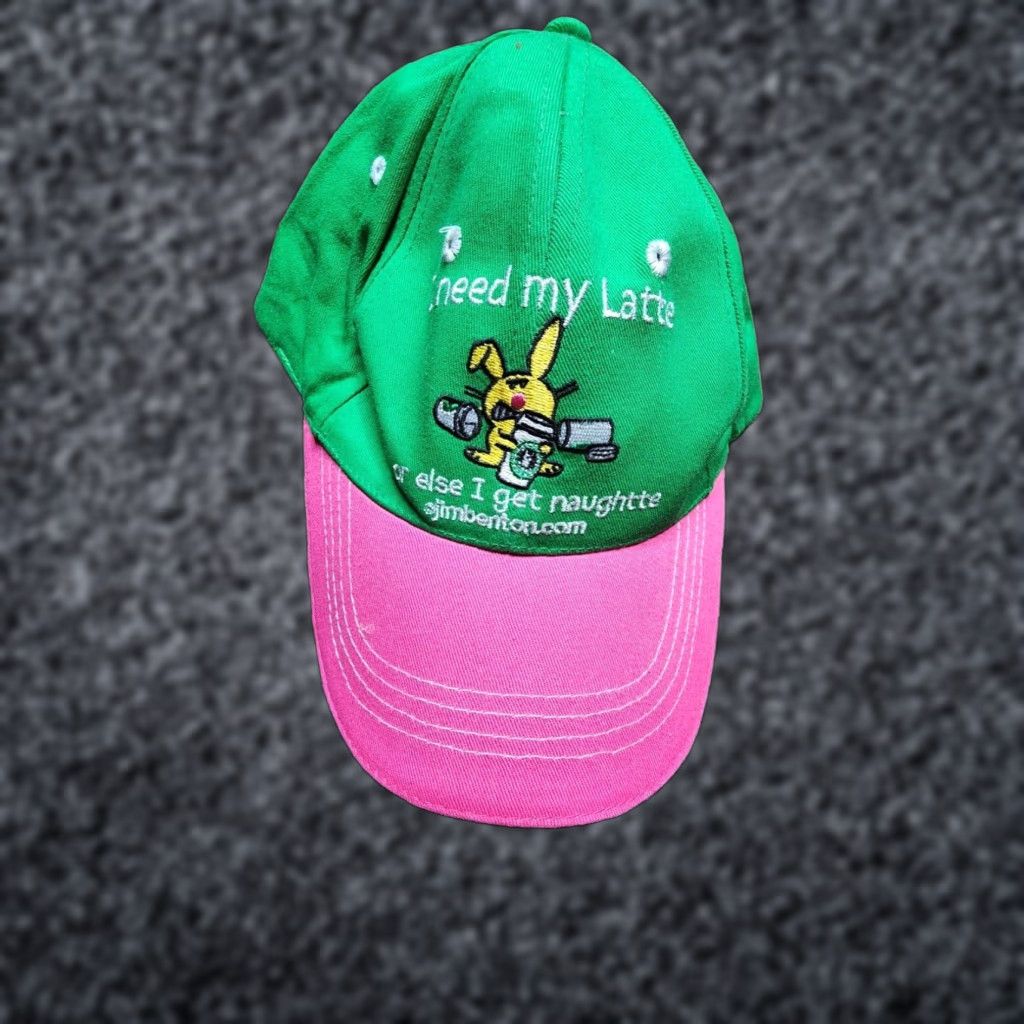 Vintage VINTAGE 90s Happy Bunny Adjustable Baseball Cap Green Unisex Adults Size ONE SIZE - 1 Thumbnail