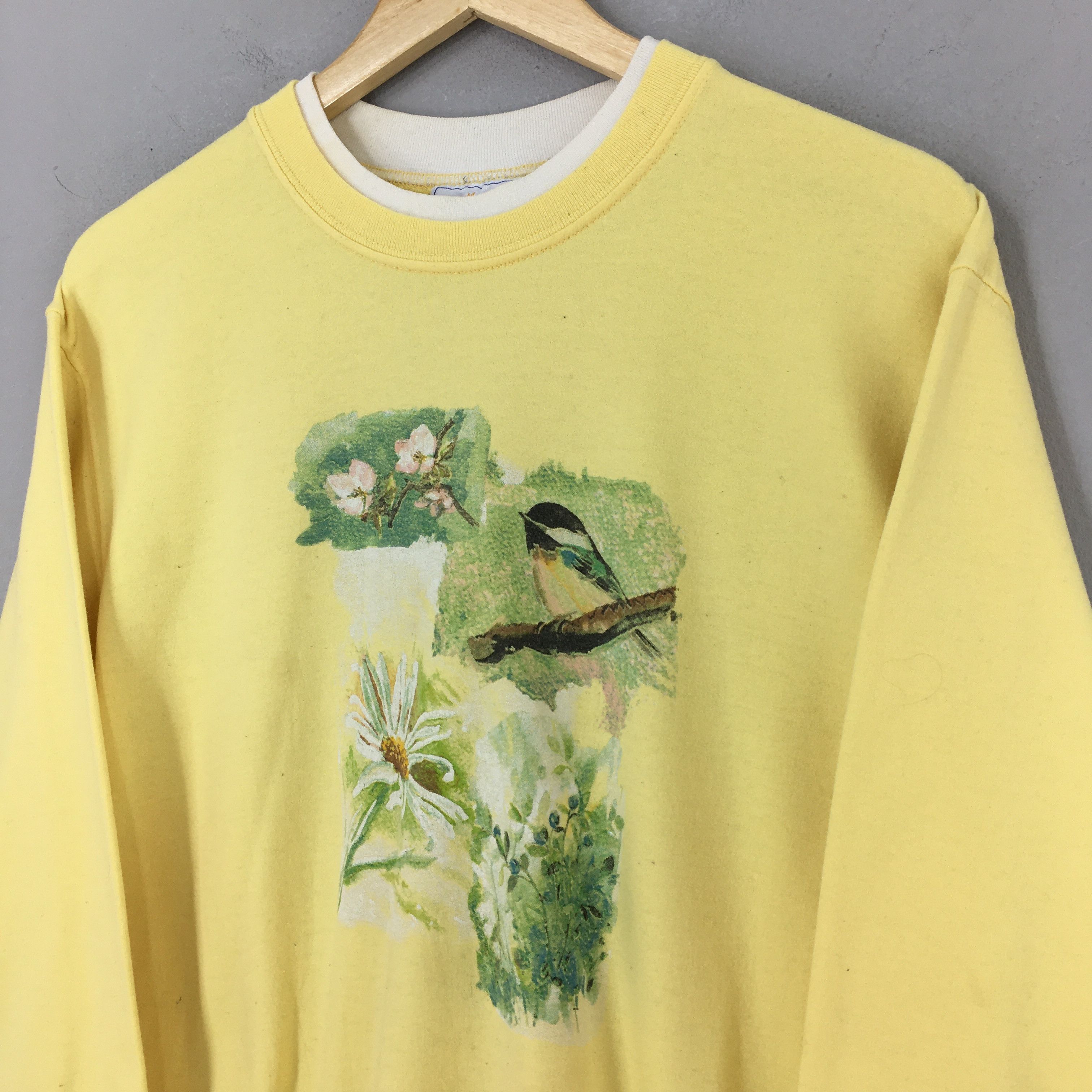 Habitat Vintage 90s Morning Sun Birds Yellow Sweatshirt Medium Size US M / EU 48-50 / 2 - 3 Thumbnail