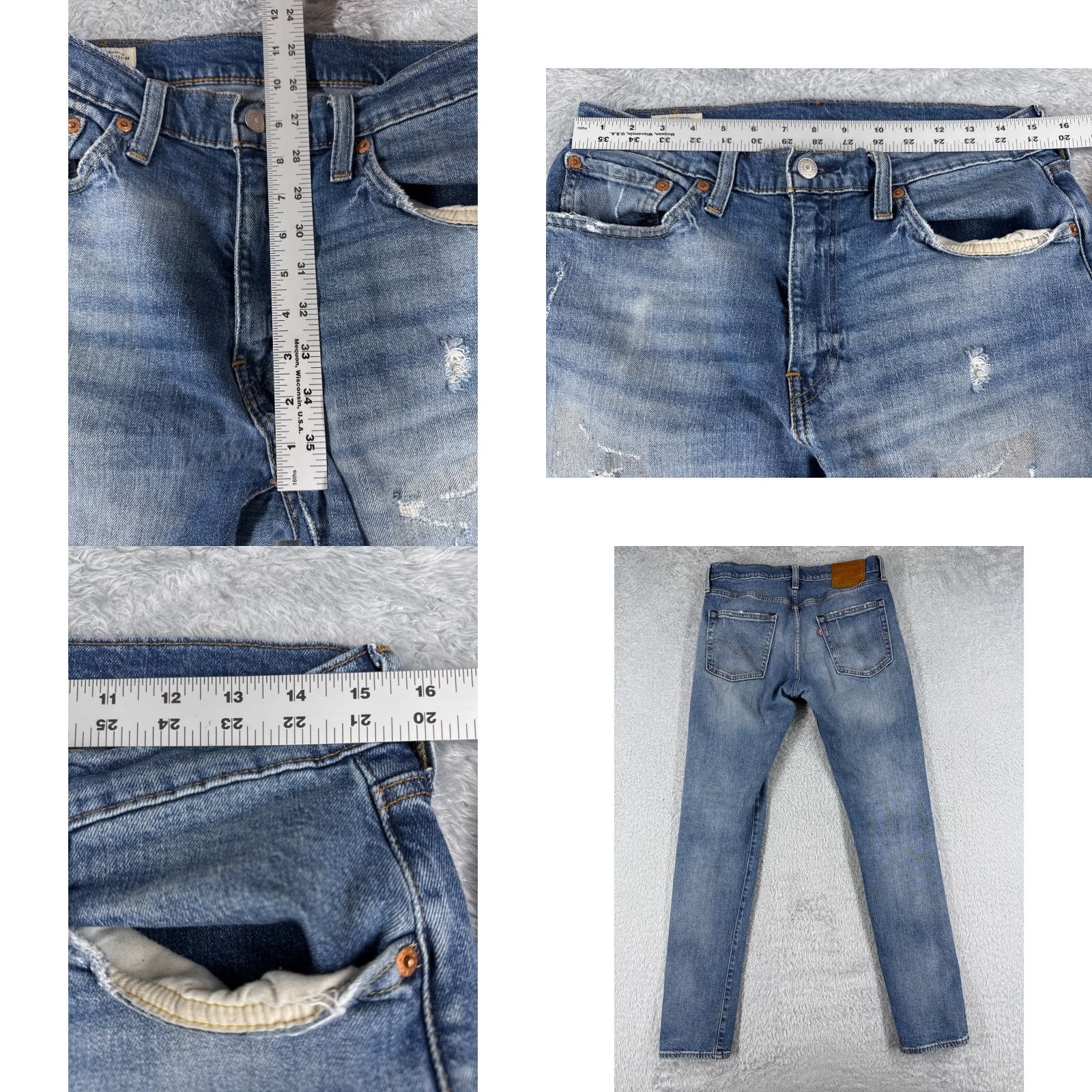 Levi's Levi's Jeans 512 Men Jeans Regular 33x32 Blue Denim Distressed Cotton 5-Pocket Skinny Vintage: No Adult Mens Size US 33 - 9 Thumbnail