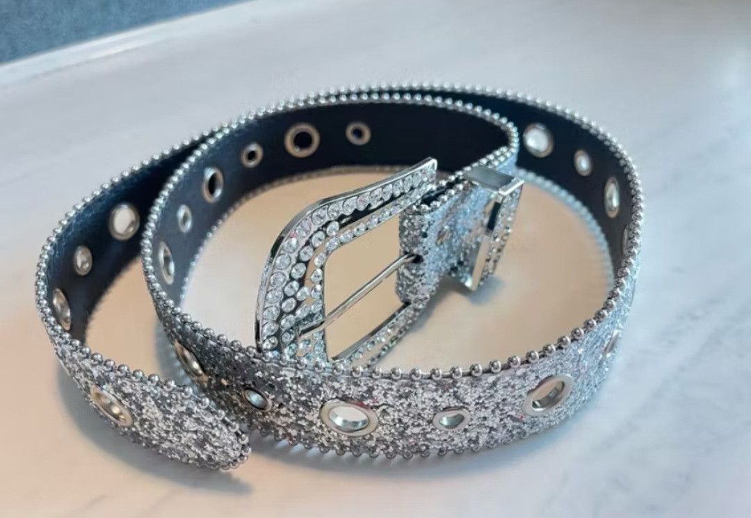 Japanese Brand 💥western style white colour artificial gemstones belt Size ONE SIZE - 10 Thumbnail