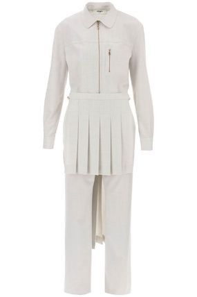 Fendi o1s1wg111224 Pleated Panels Jumpsuit in Light Grey Size 38" / US 16 / IT 52 - 1 Thumbnail