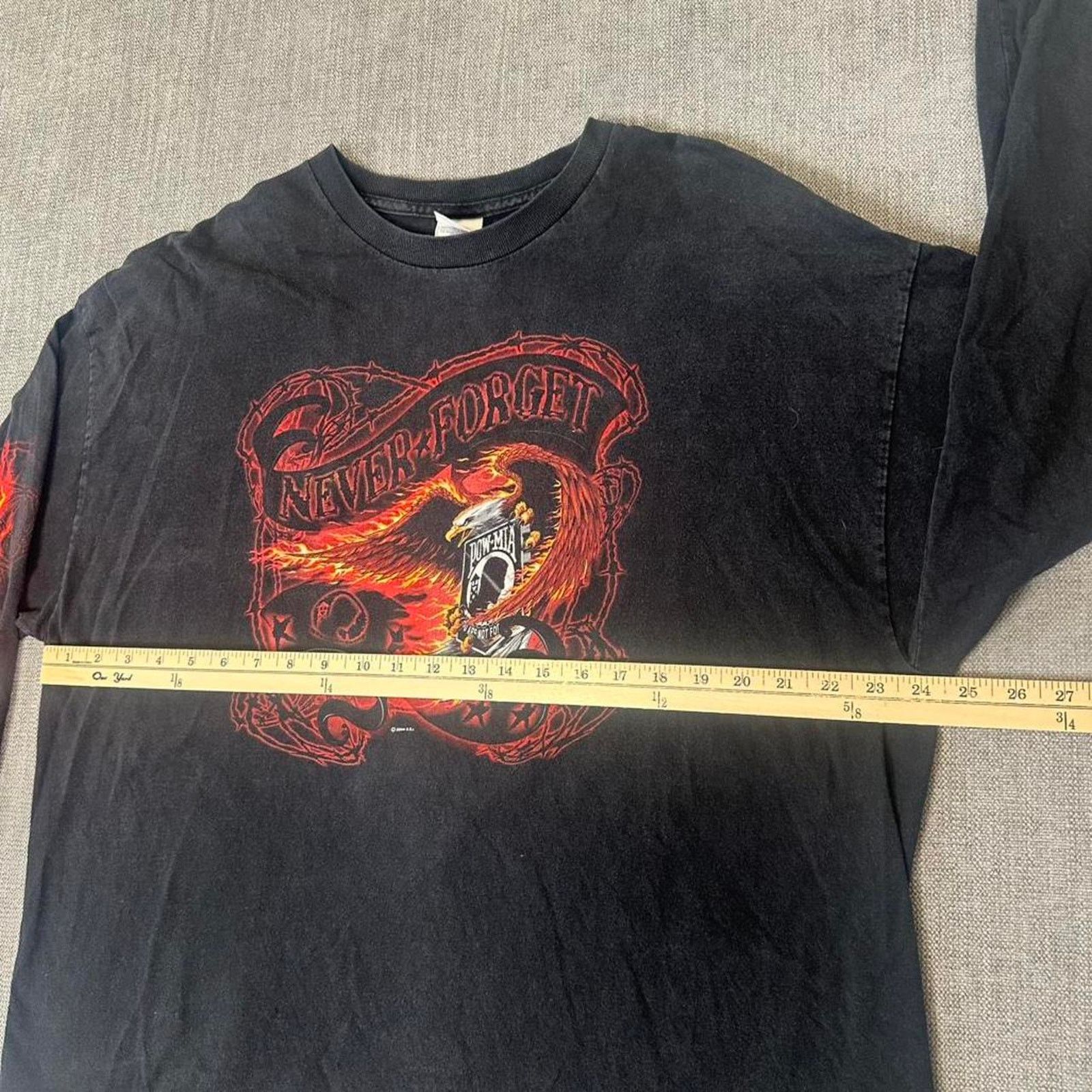 Other Y2K Biker flame long sleeve faded Black T-shirt Size US XXL / EU 58 / 5 - 5 Thumbnail