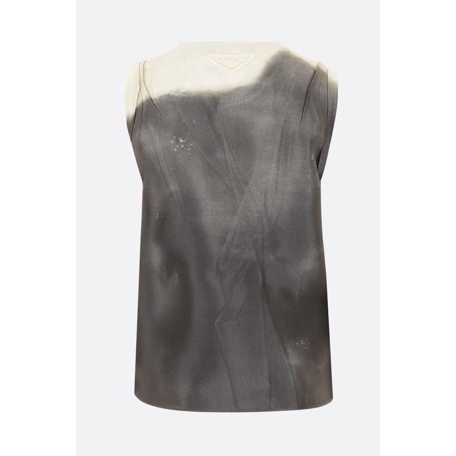 Prada PRADA Grey Printed Satin Sleeveless Oversized Top New & Auth Size S / US 4 / IT 40 - 2 Thumbnail