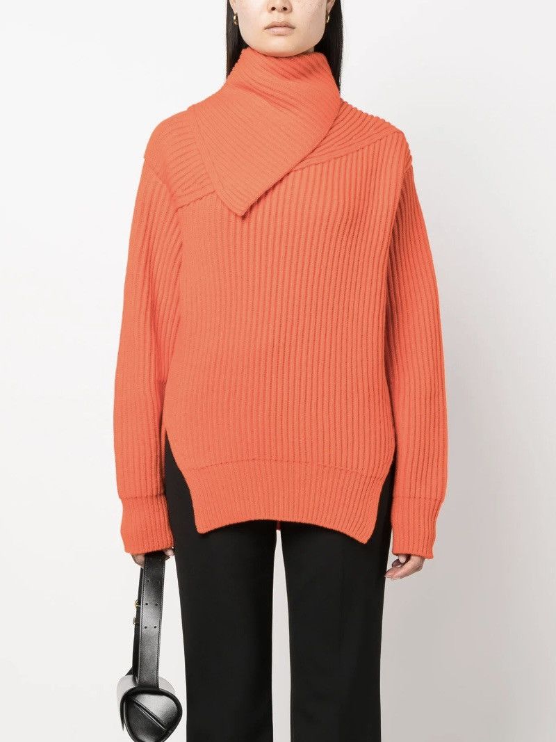 Jil Sander Jil Sander Burnt Orange Ribbed Wool Sweater 32 Size S / US 4 / IT 40 - 1 Thumbnail