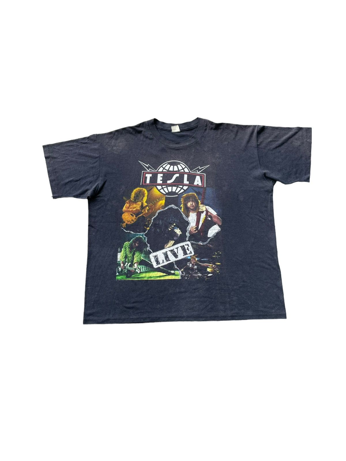 Band Tees VTG 1990 Tesla Live World Tour Faded Distresed Size US XL / EU 56 / 4 - 1 Thumbnail