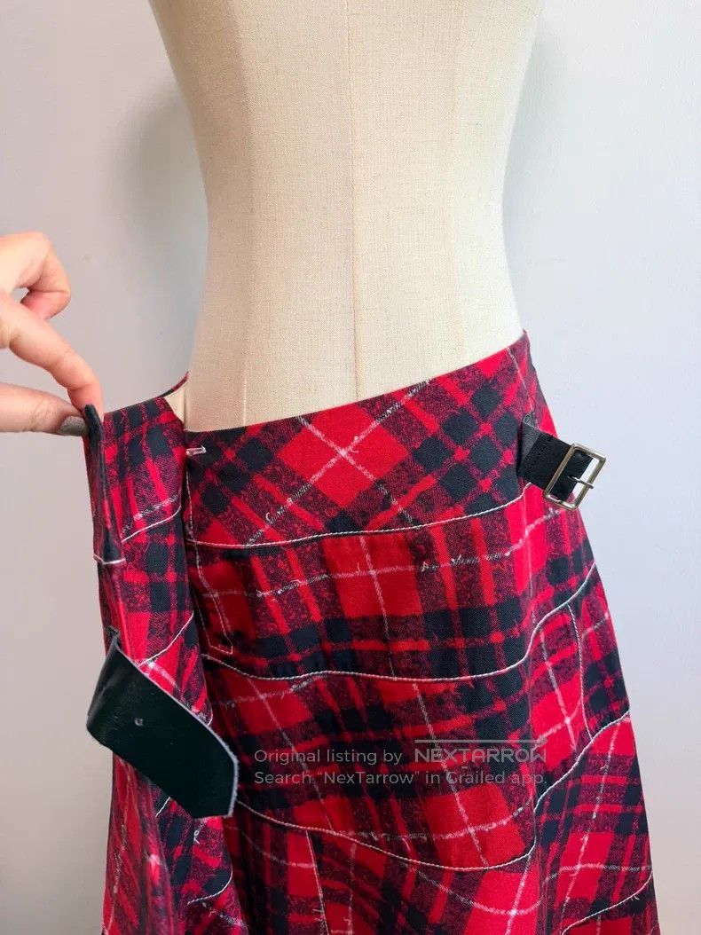 Comme des Garcons Comme Des Garcons size S Red Grid Skirt Size 22" - 5 Thumbnail