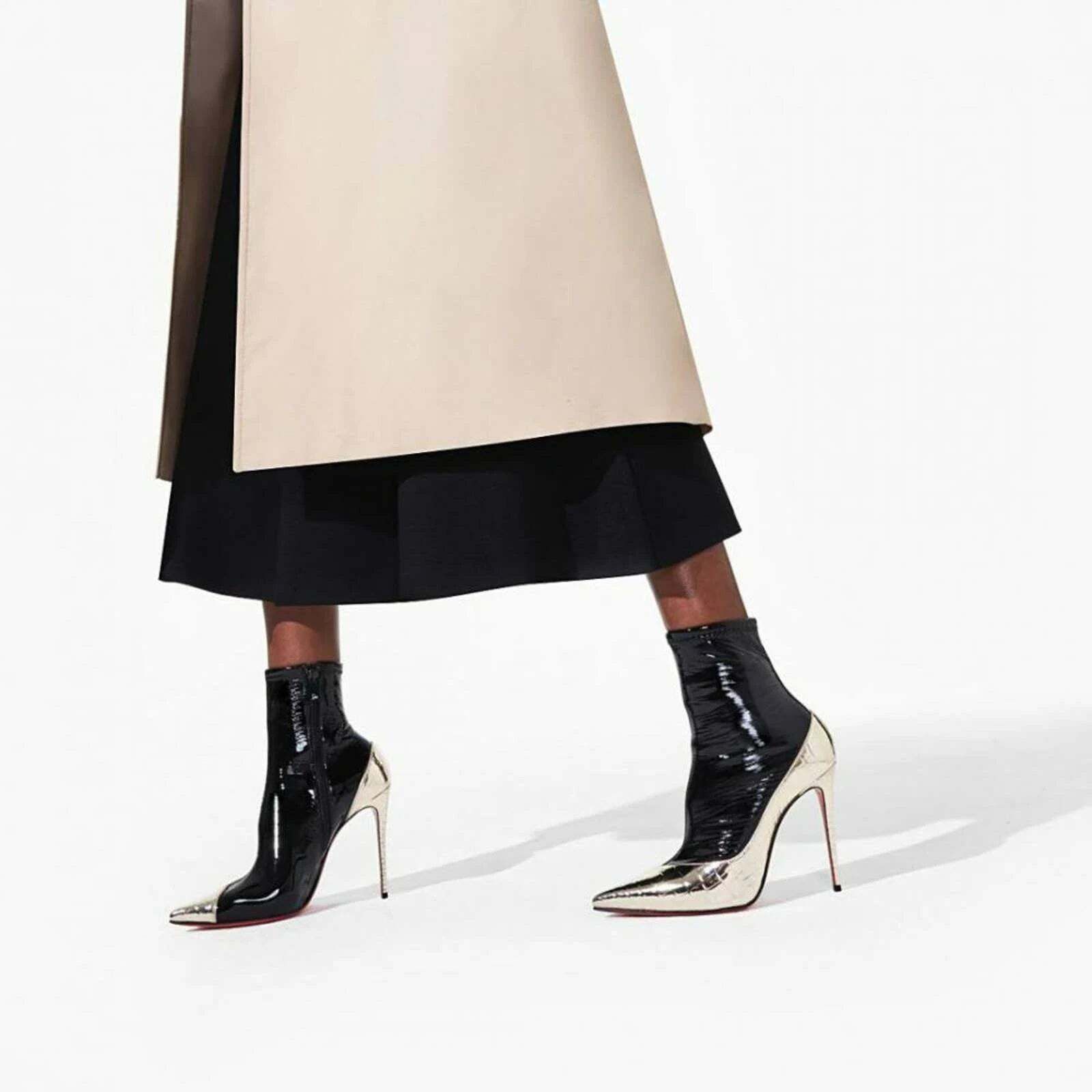 Christian Louboutin Christian Louboutin Bibooty 100 Black Platine Gold Patent Size US 10 / IT 40 - 5 Thumbnail