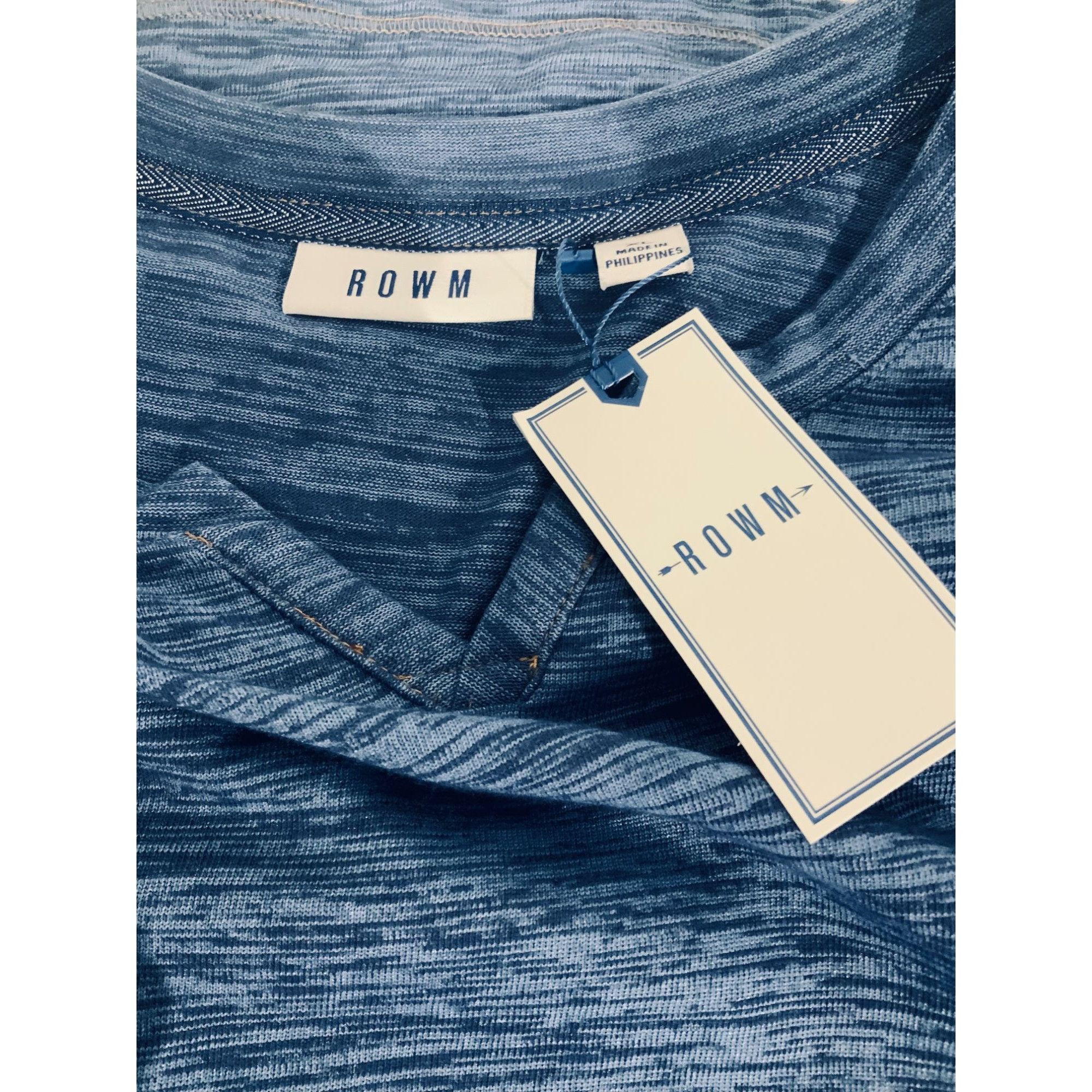 Designer ROWM Mens Blue Heathered V Neck T Shirt NEW XL Comfortable Size US XL / EU 56 / 4 - 4 Thumbnail