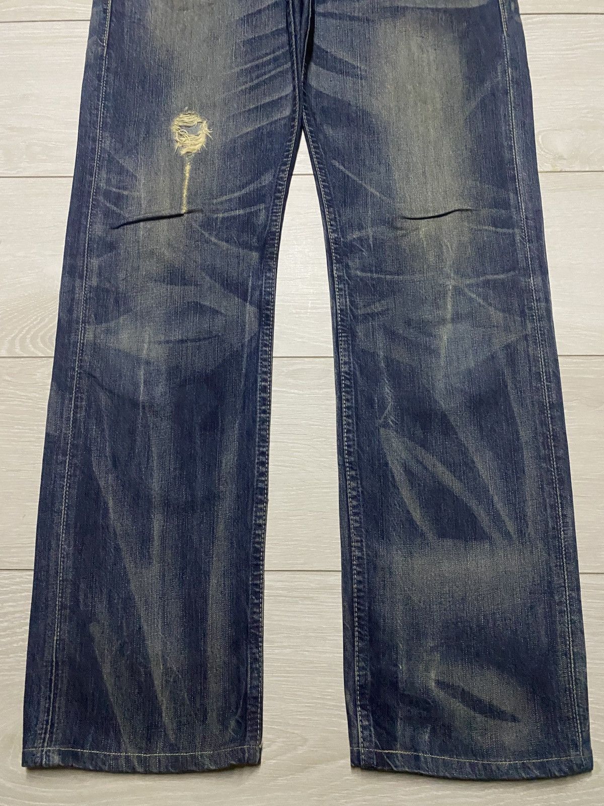 Levi's Levis 202 Vietnam Crazy Wash Distressed Buckle Back Jeans Size US 33 - 5 Thumbnail