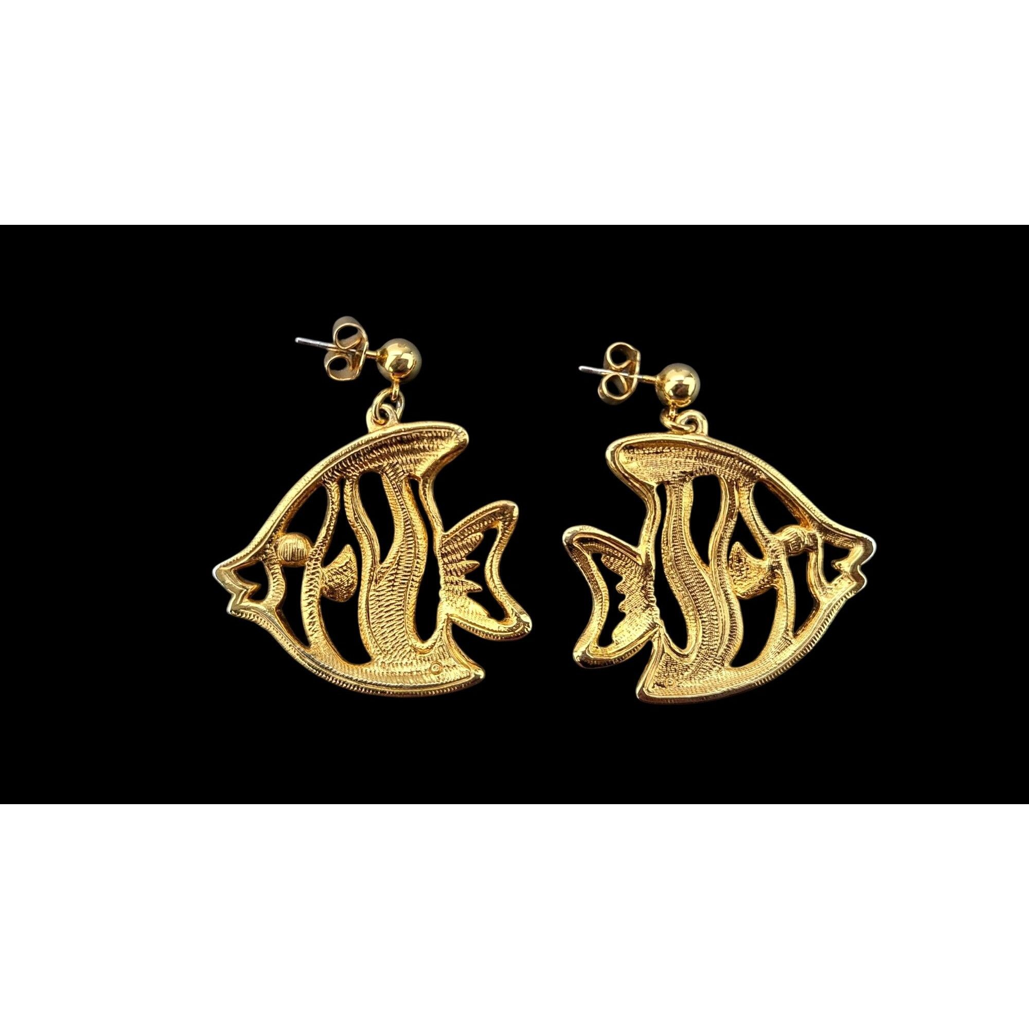 Other Vintage Avon Angel Fish Earrings Pierced Surgical Steel Post Size ONE SIZE - 4 Thumbnail