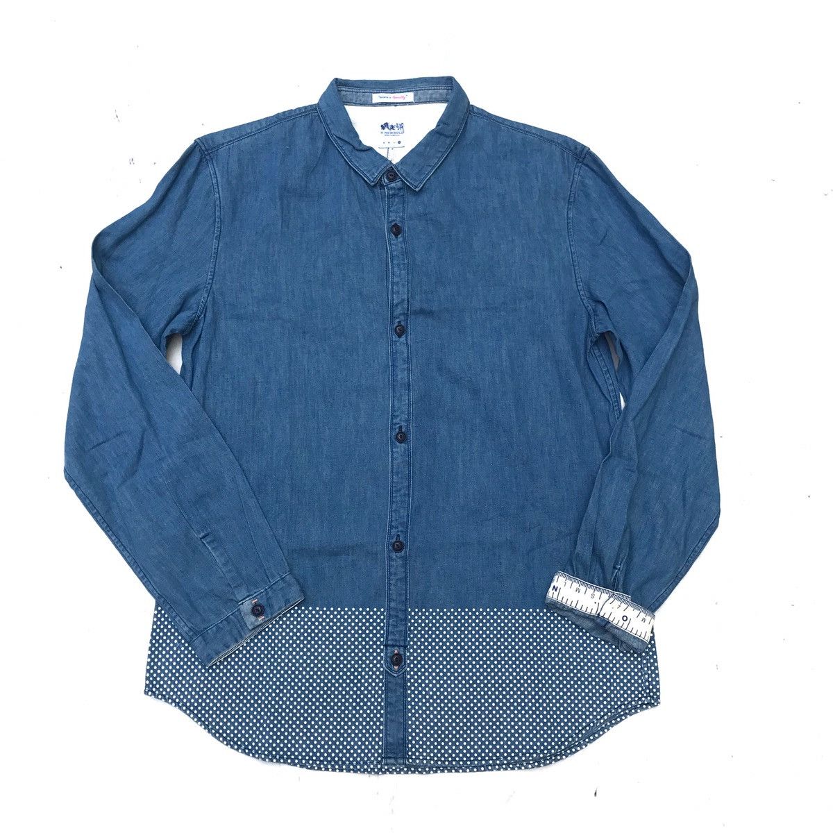 Designer × R.Newbold × Vintage R.NEWBOLD Born in Britain long sleeve denim blue polkadot Size US XL / EU 56 / 4 - 1 Thumbnail