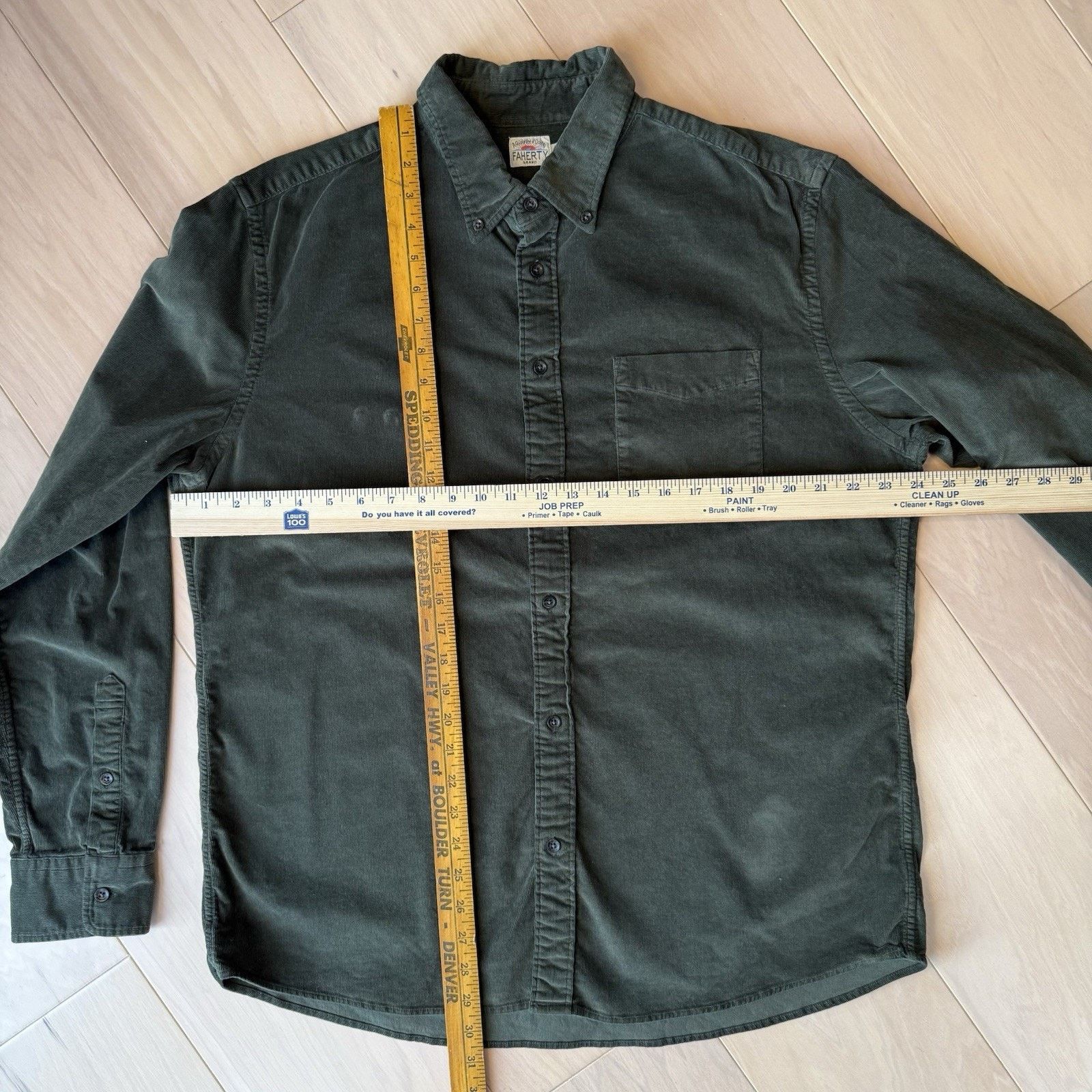 Faherty Faherty Corduory Shirt XL Green Cotton Oxford Minimalist Size US XL / EU 56 / 4 - 3 Thumbnail