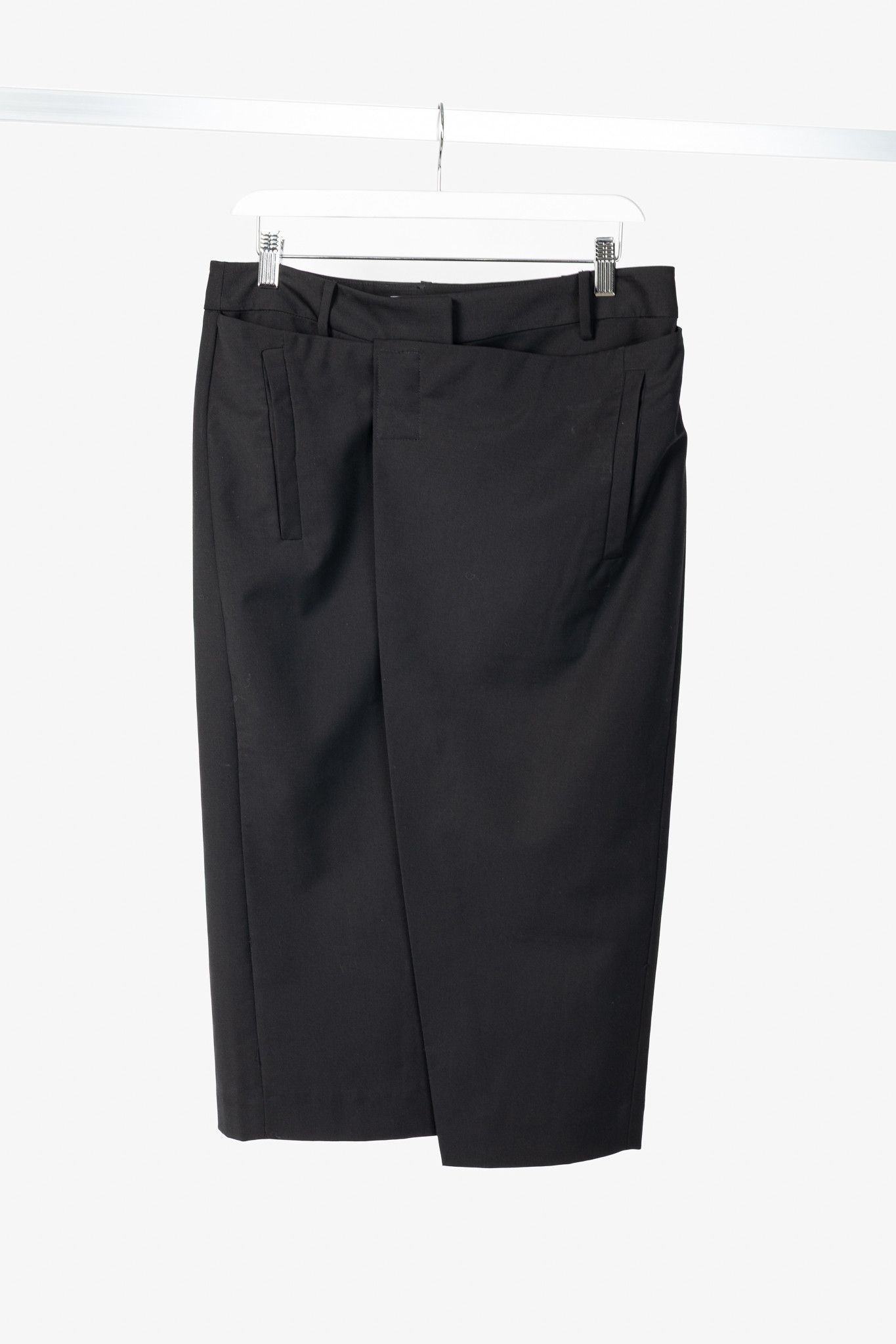 Tibi Tibi Black Tropical Wool Wrap Trouser Skirt Size 27" / US 4 / IT 40 - 1 Thumbnail